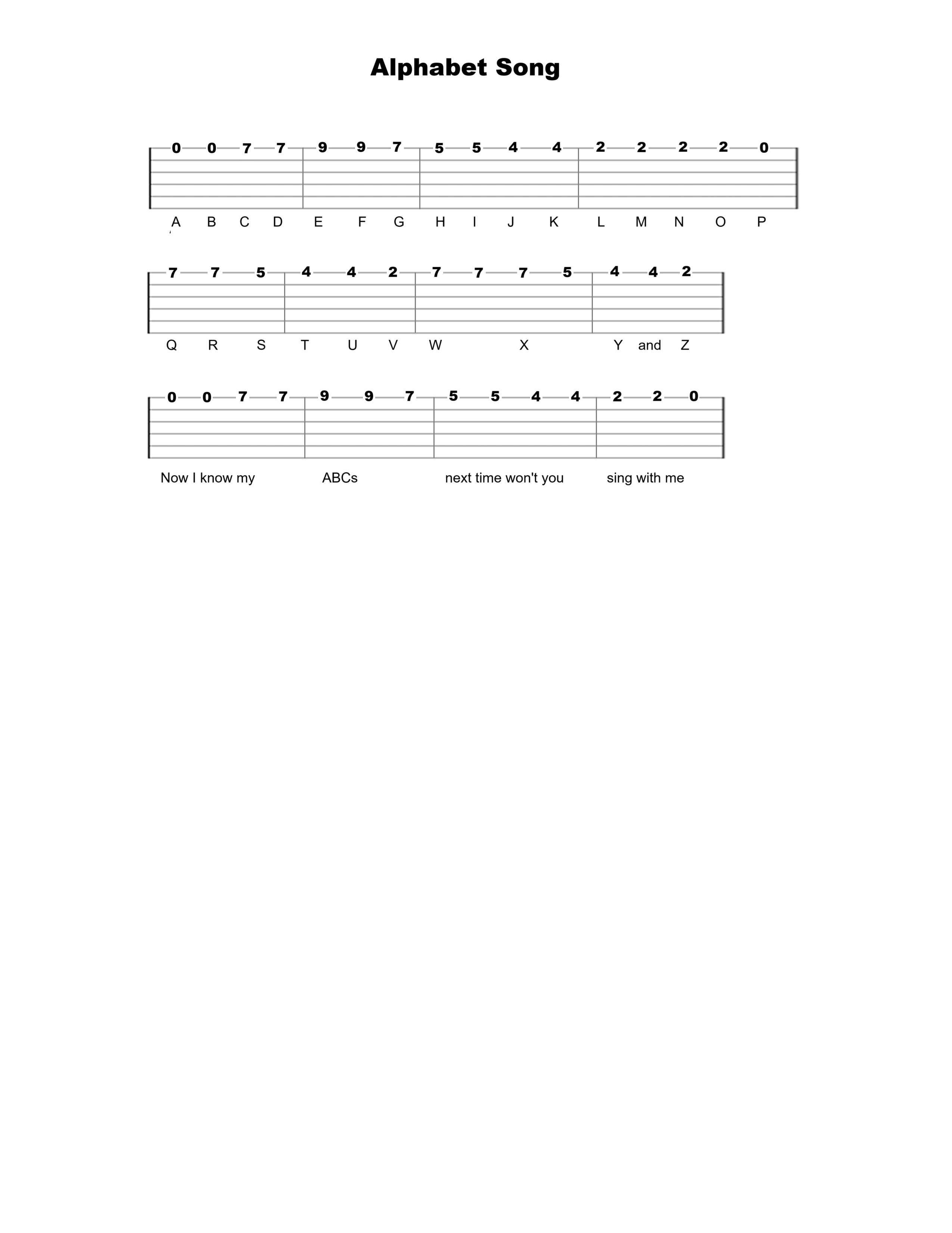 Alphabet Song Guitar Tab - Verified Tabs For Guitar