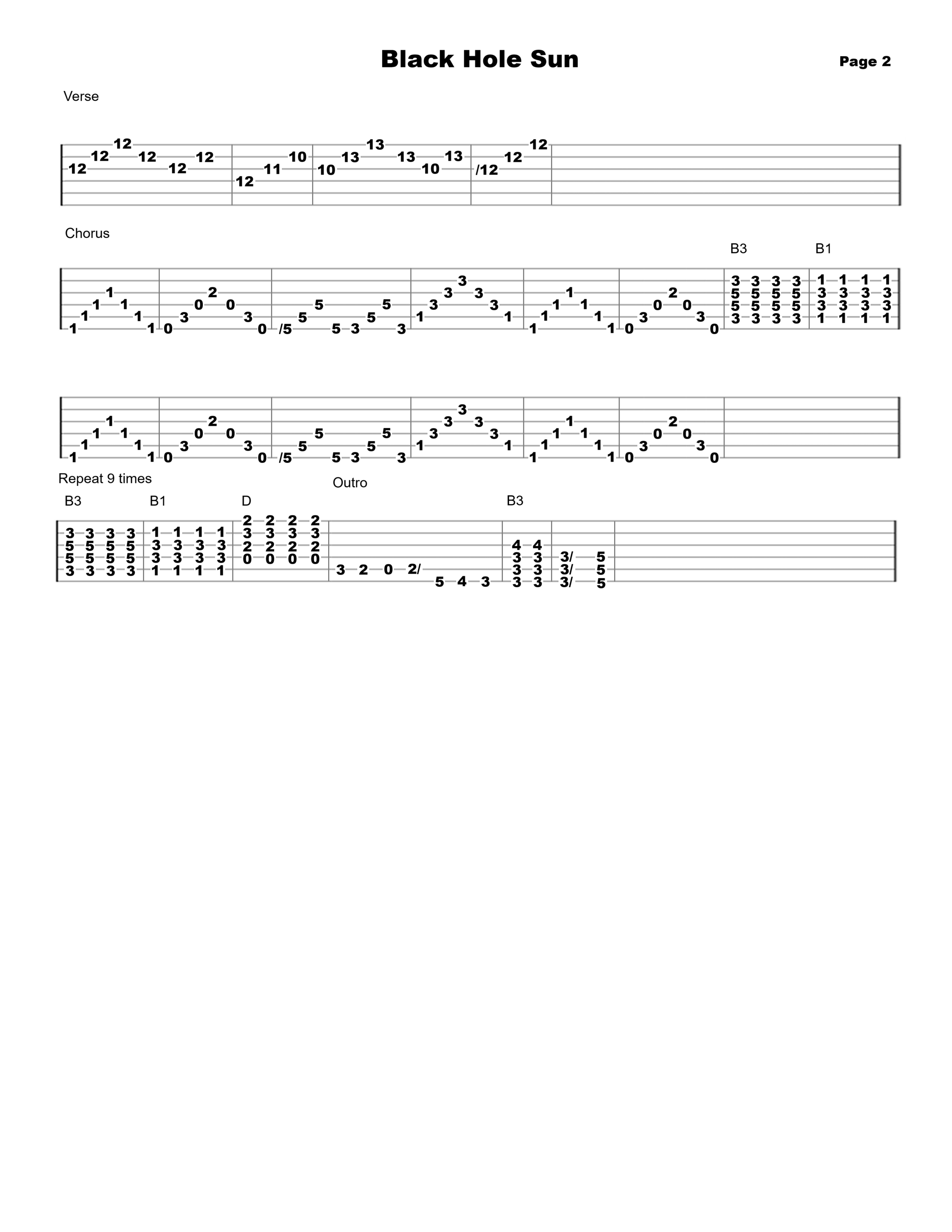 Black Hole Sun Guitar Tab - Verified Tabs For Guitar Page 2