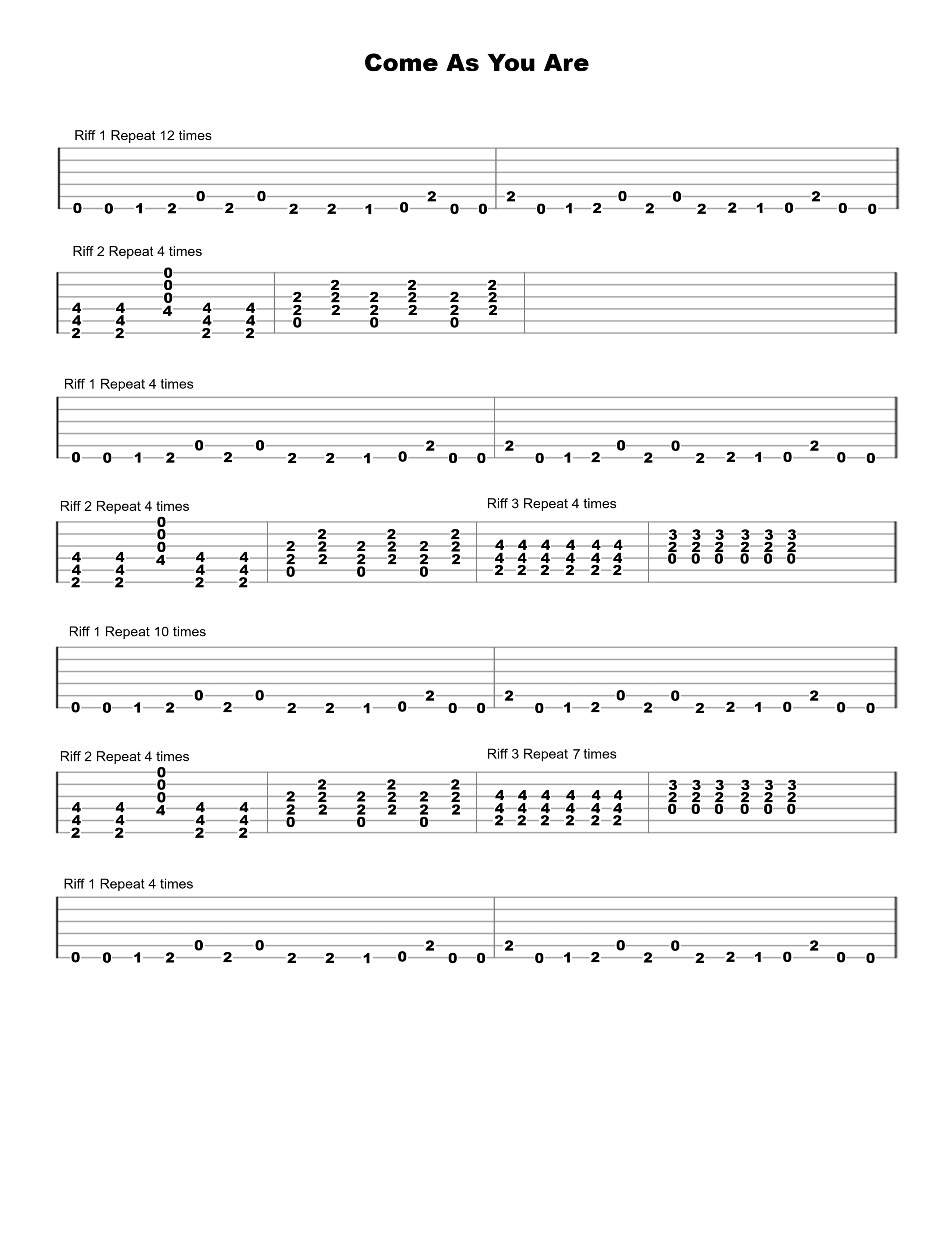 Come As You Are Guitar Tab - Verified Tabs For Guitar