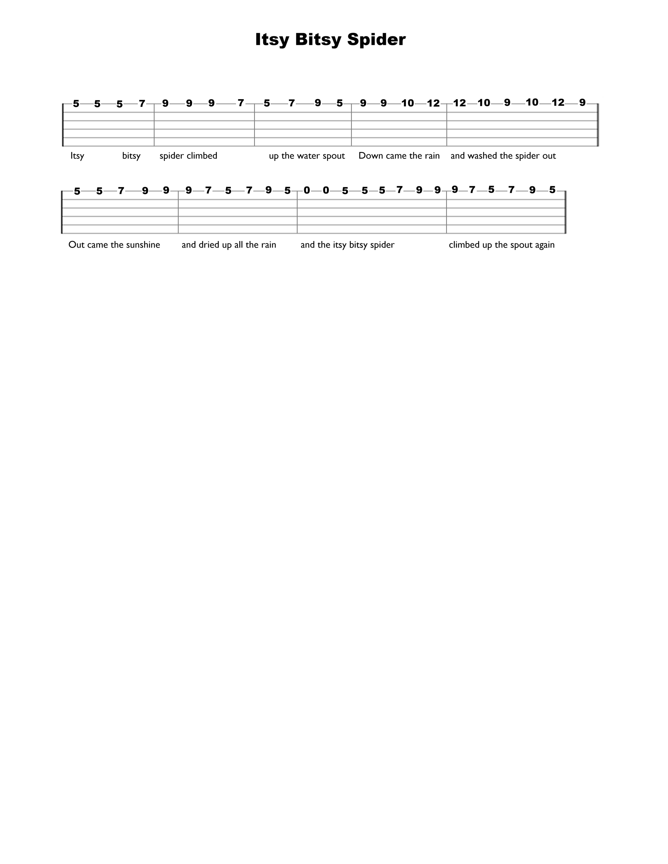 Itsy Bitsy Spider - Quality Guitar Tab - Verified Tabs For Guitar