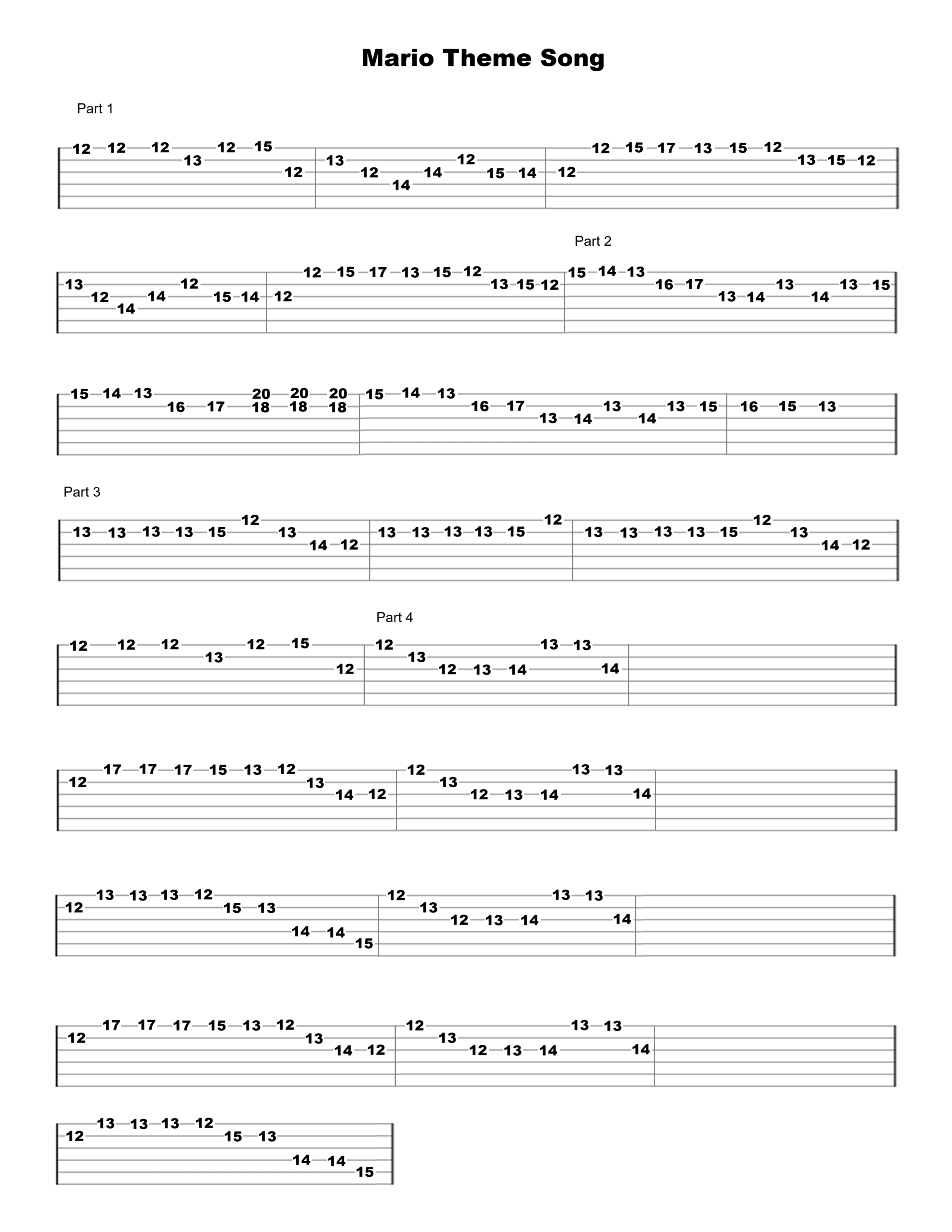 Mario Theme Song - Quality Guitar Tab - Verified Tabs For Guitar