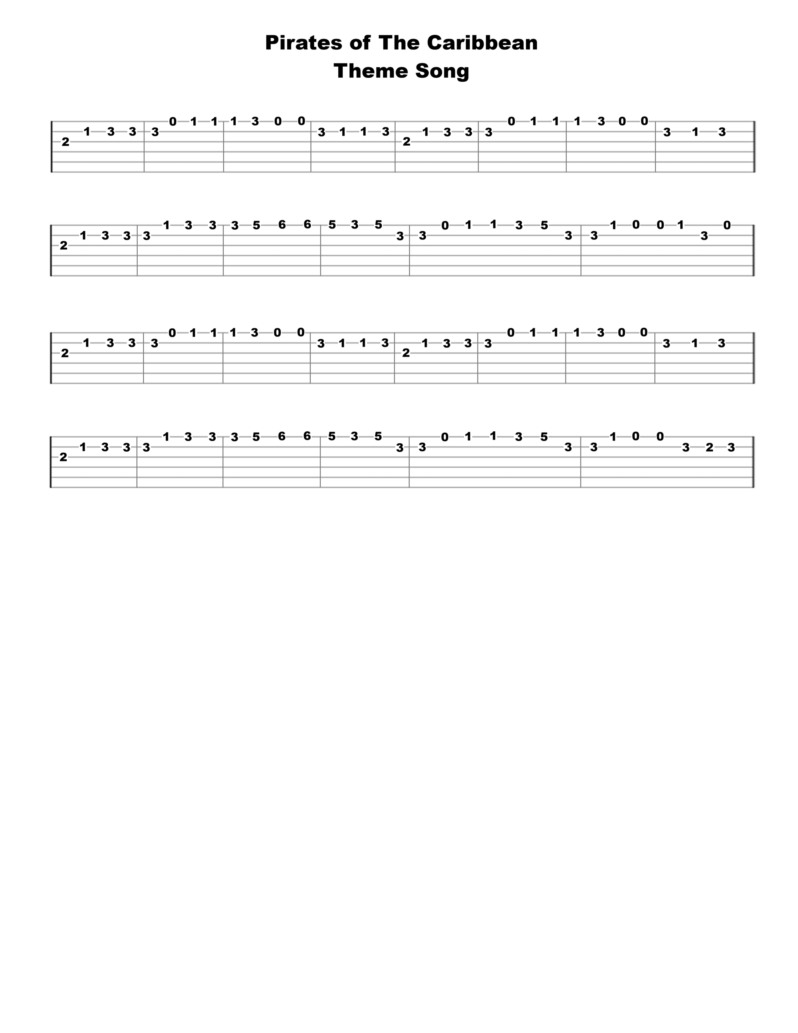 Pirates of The Caribbean Guitar Tab - Verified Tabs For Guitar