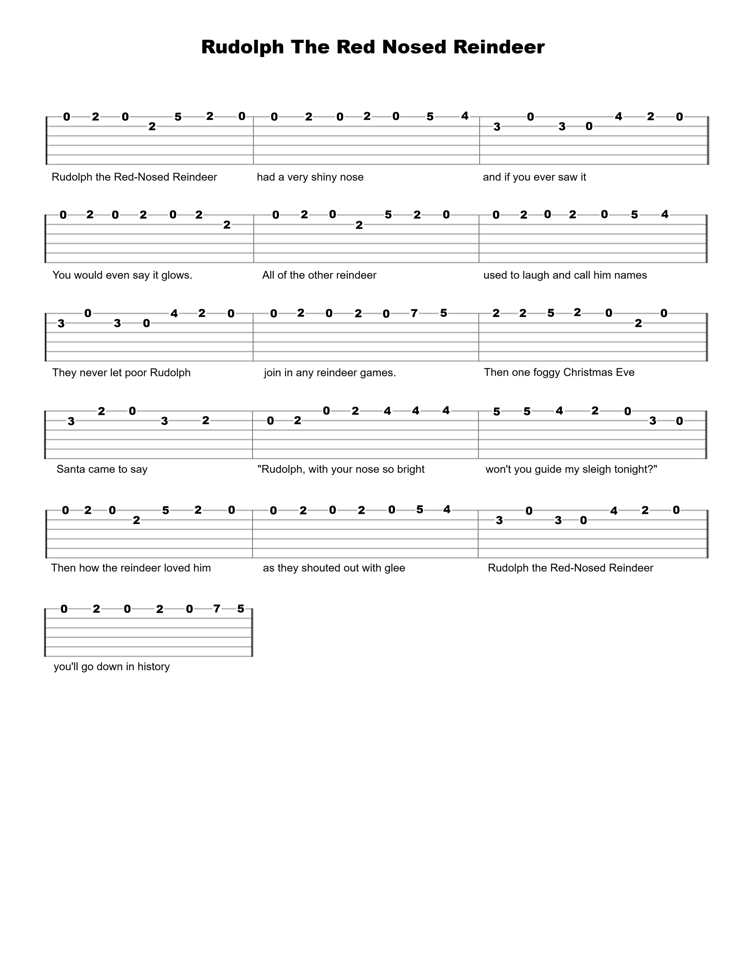 Rudolph The Red Nosed Reindeer Guitar Tab - Verified Tabs For Guitar