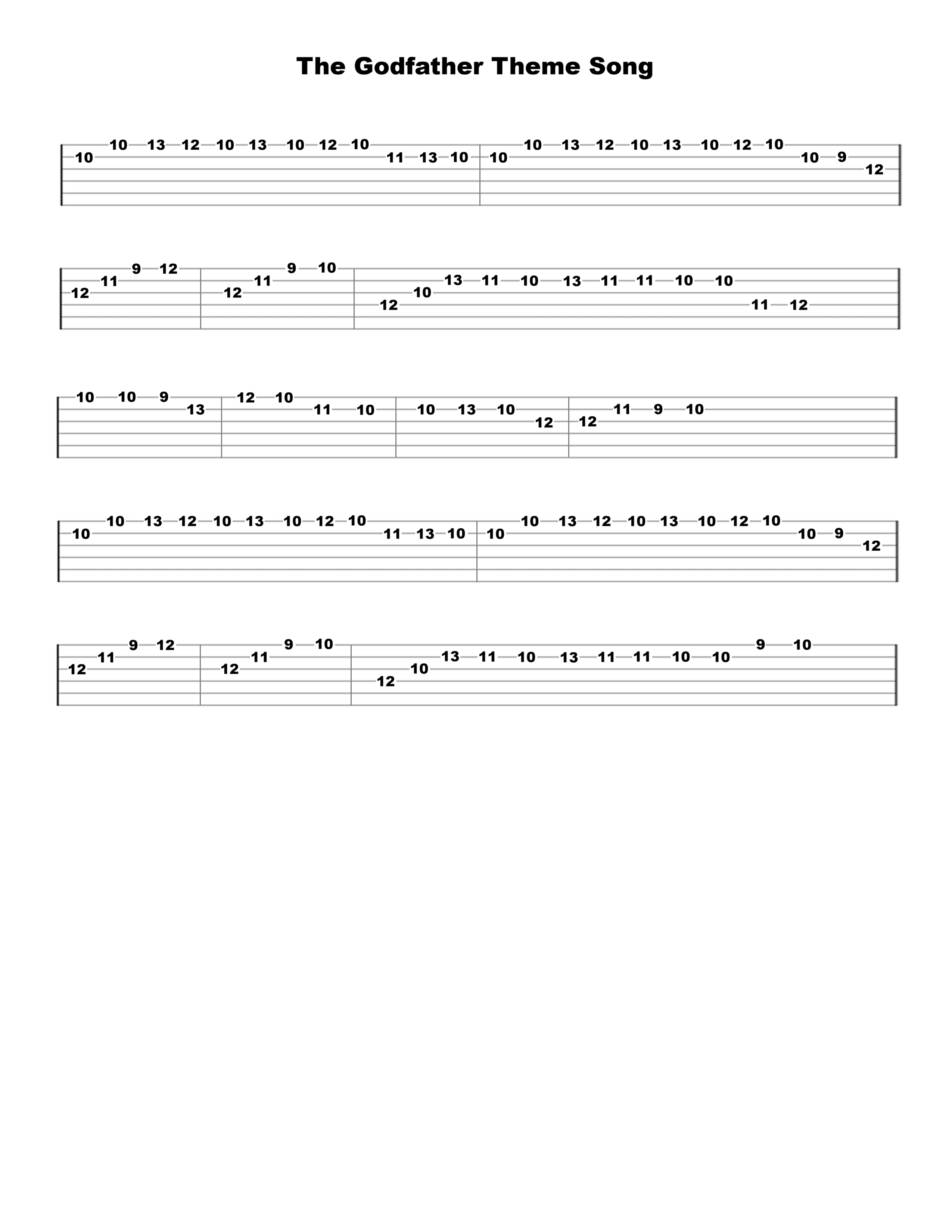 The Godfather Theme Song - Quality Guitar Tab - Verified Tabs For Guitar