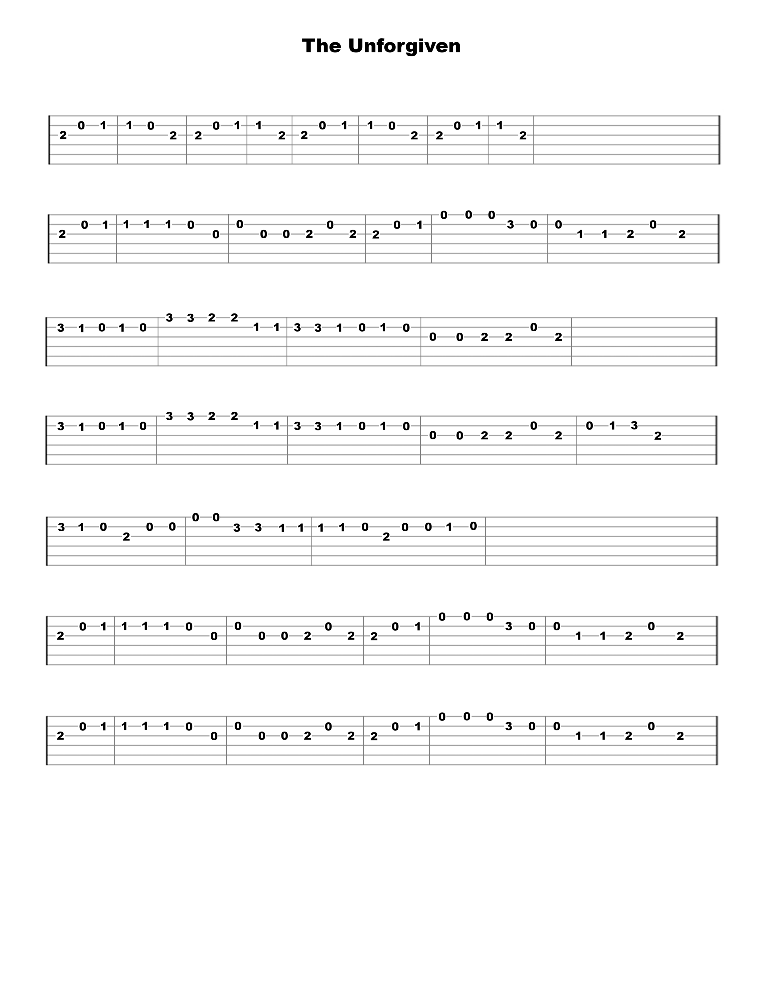 The Unforgiven Guitar Tab - Verified Tabs For Guitar