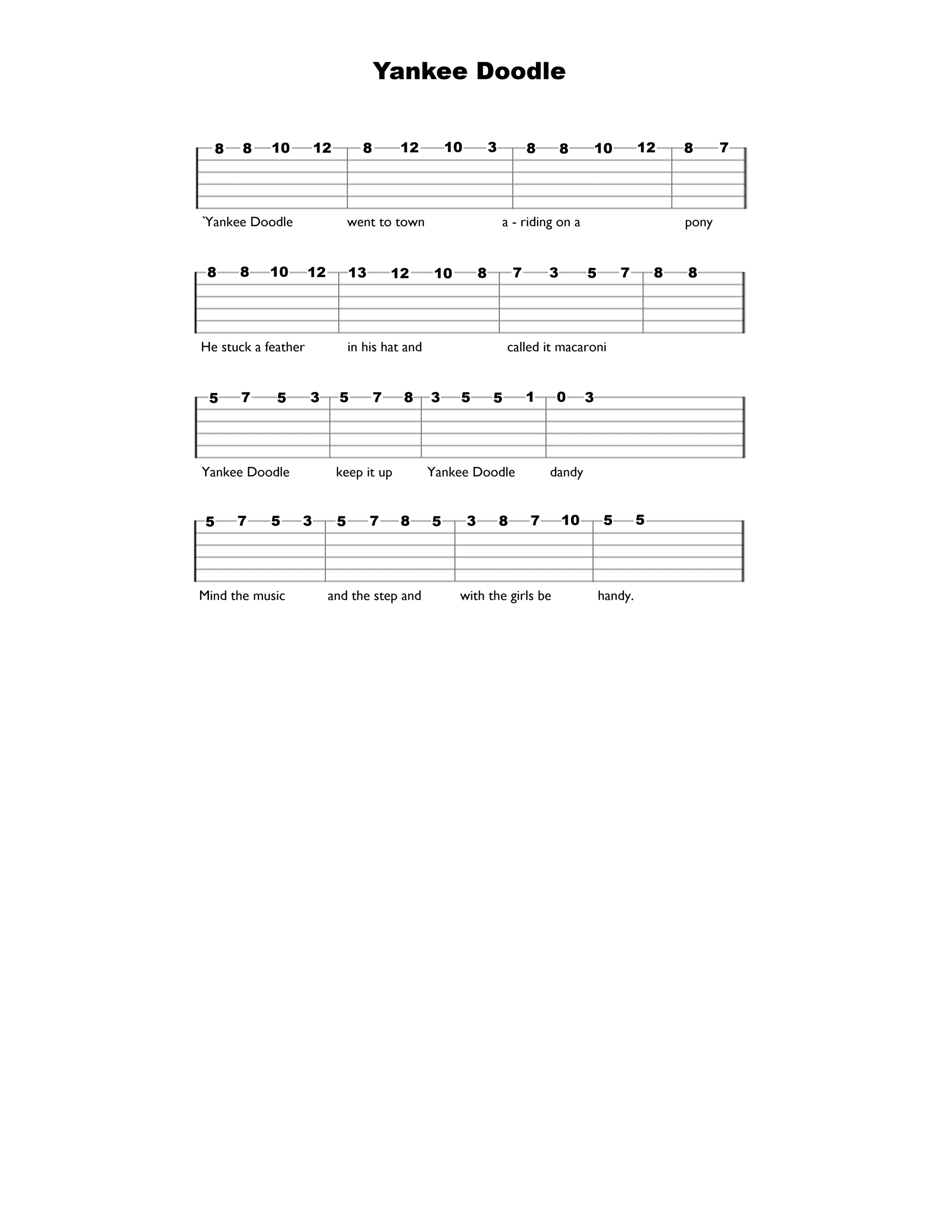 Yankee Doodle - Quality Guitar Tab - Verified Tabs For Guitar