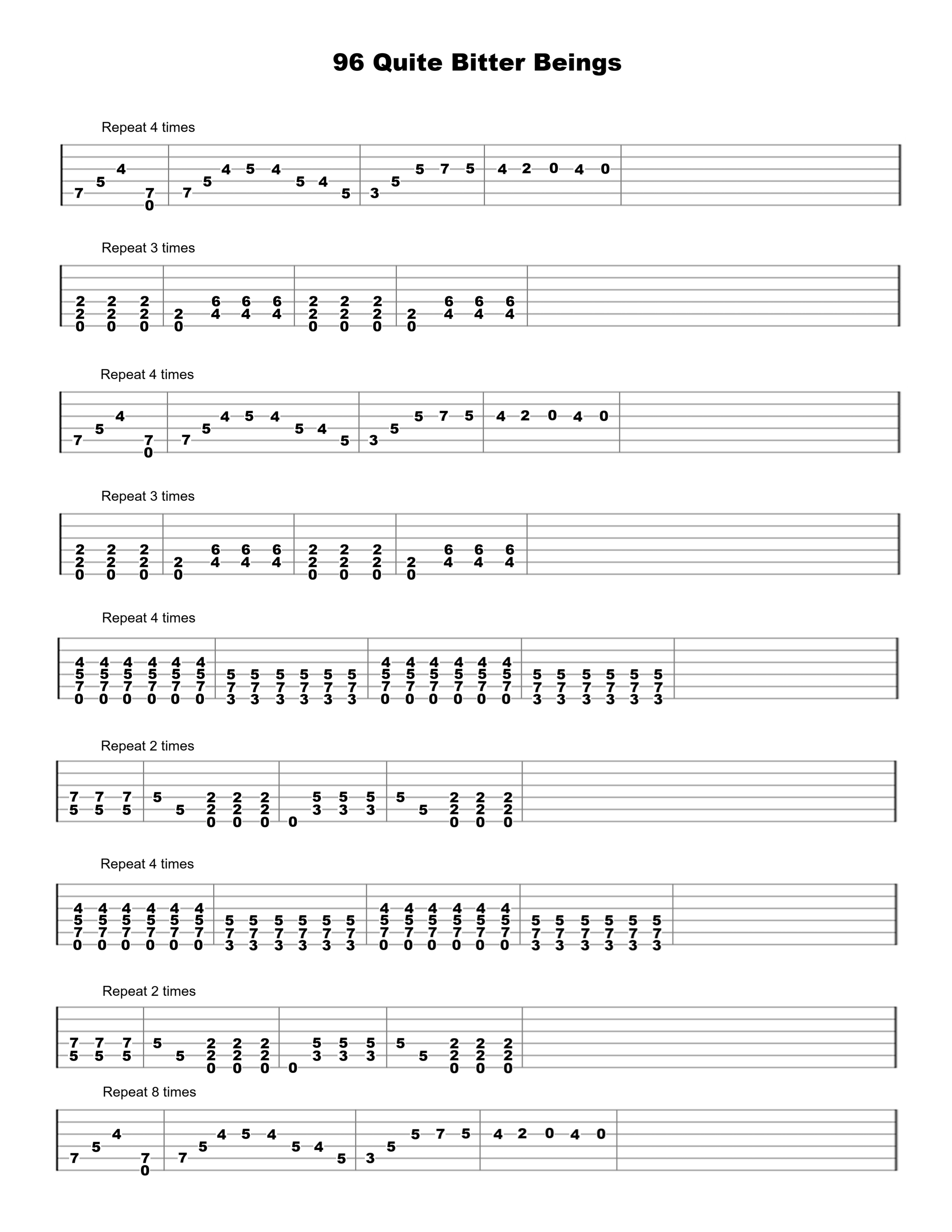 96 Quite Bitter Beings Guitar Tab - Verified Tabs For Guitar