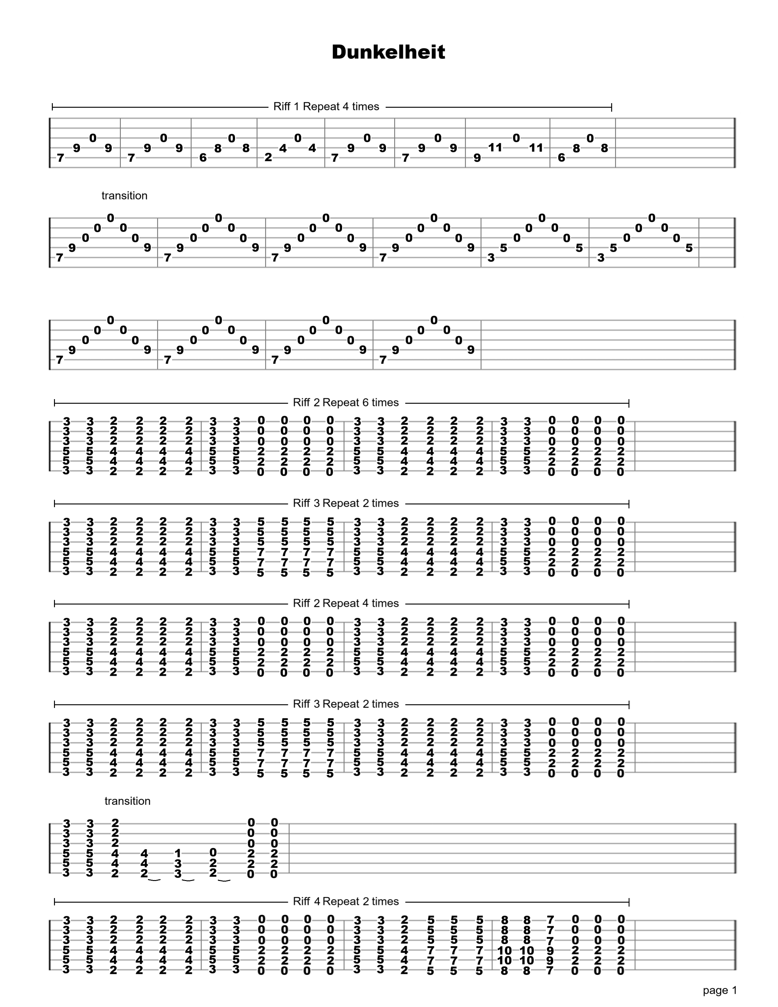 Dunkelheit Guitar Tab - Verified Tabs For Guitar