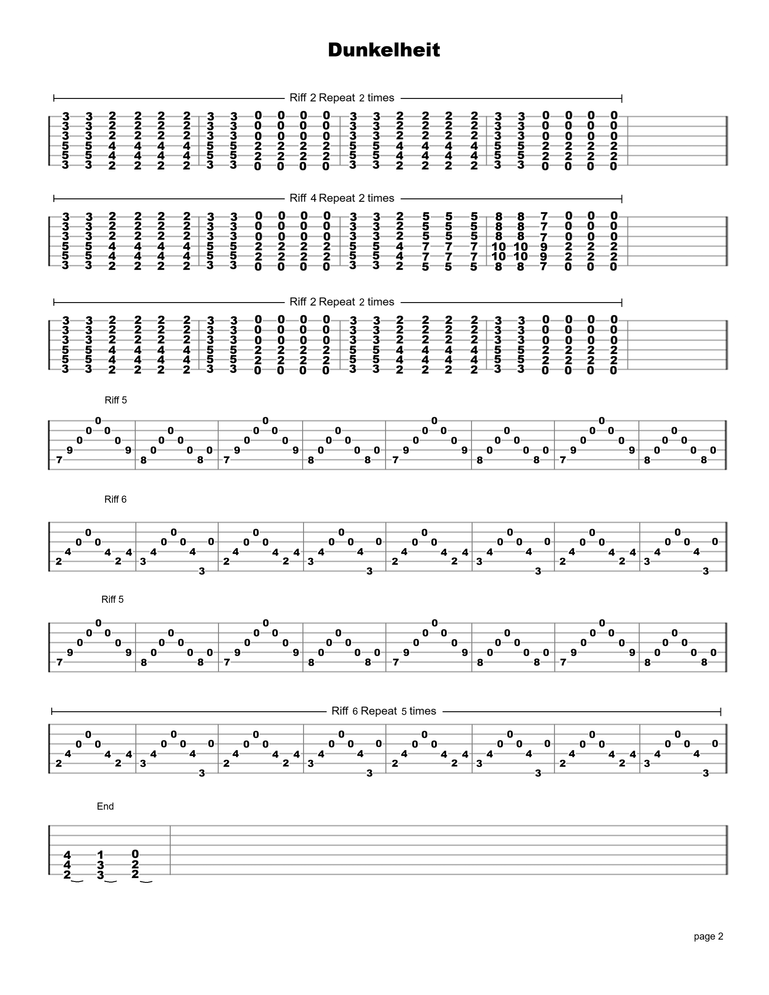 Dunkelheit p2 Guitar Tab - Verified Tabs For Guitar