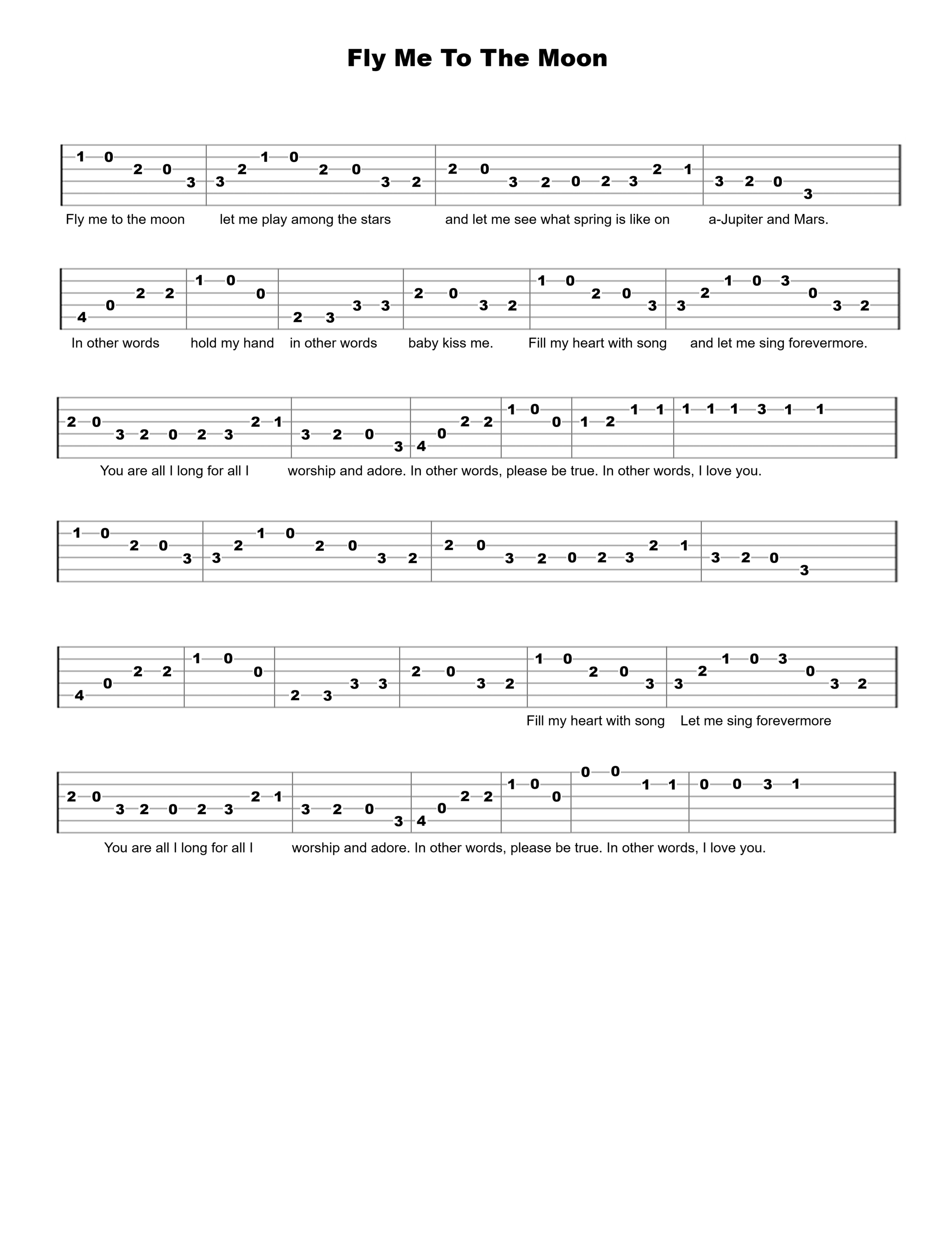 Fly Me To The Moon Guitar Tab - Verified Tabs For Guitar