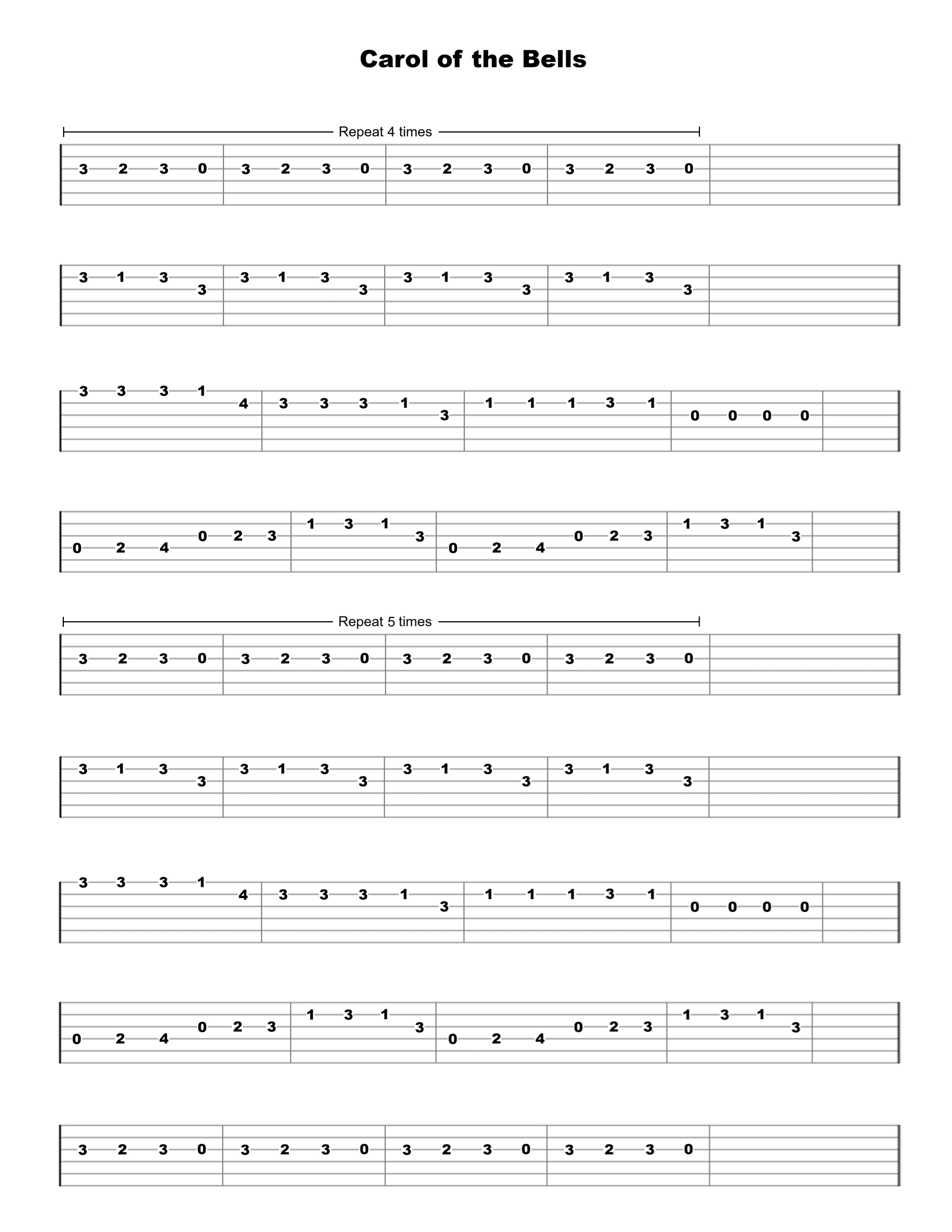 Carol of the Bells Guitar Tab - Verified Tabs