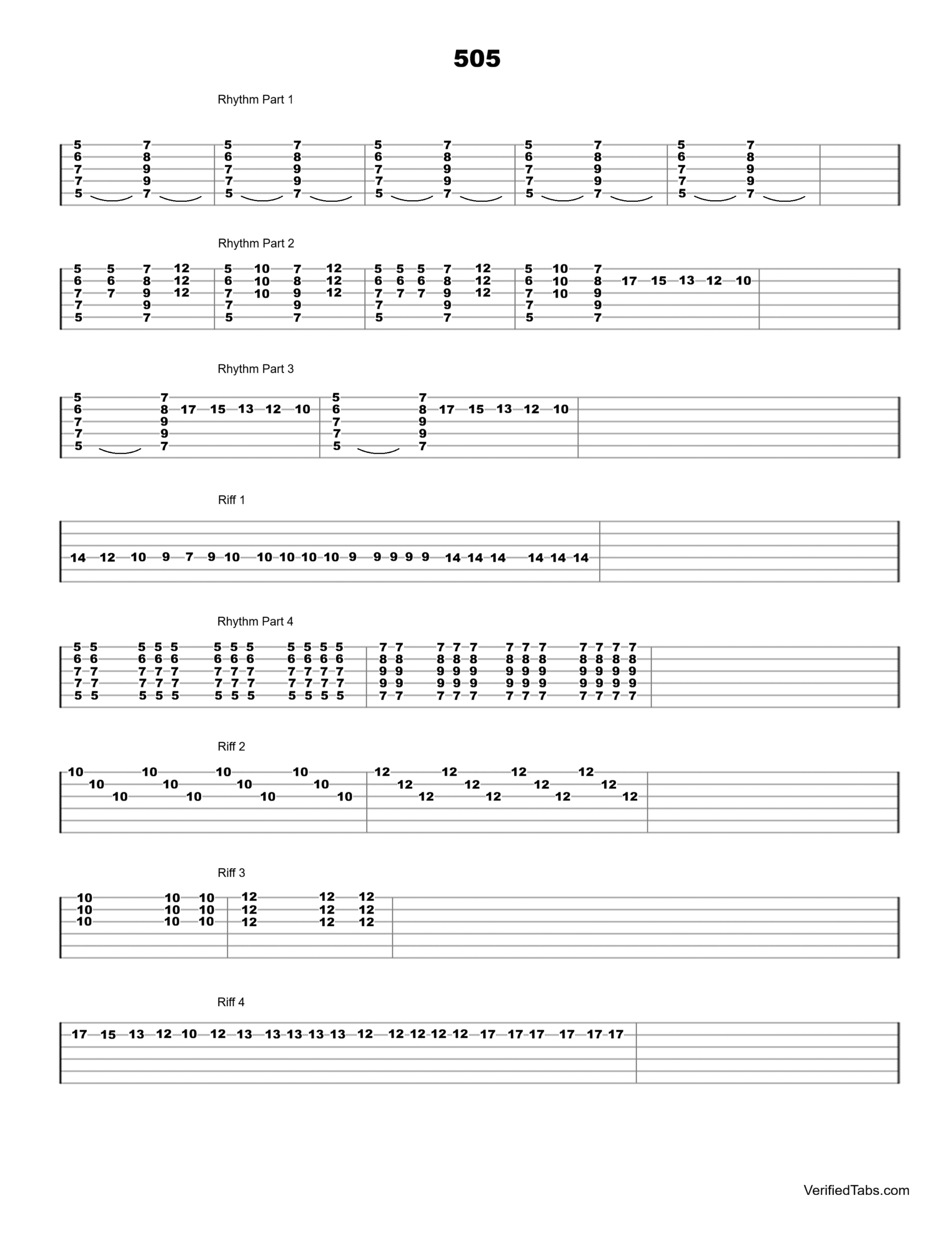 505 Guitar Tab - Verified Tabs For Guitar