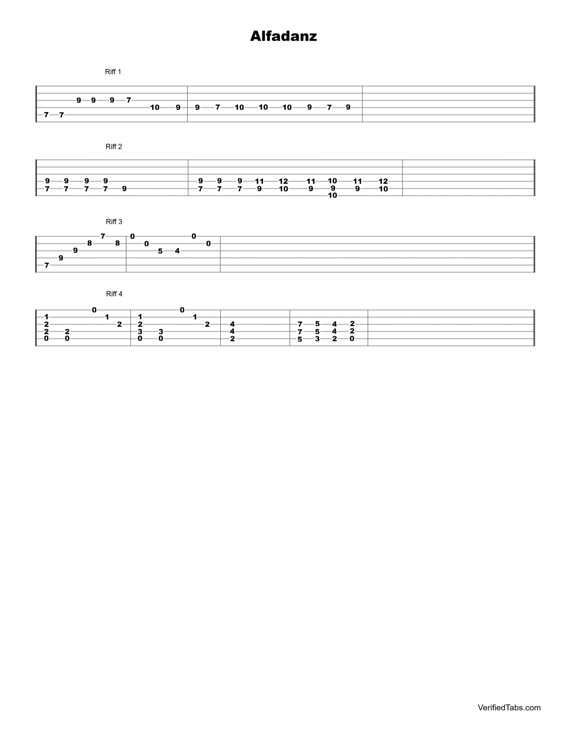Alfadanz Guitar Tab - Verified Tabs