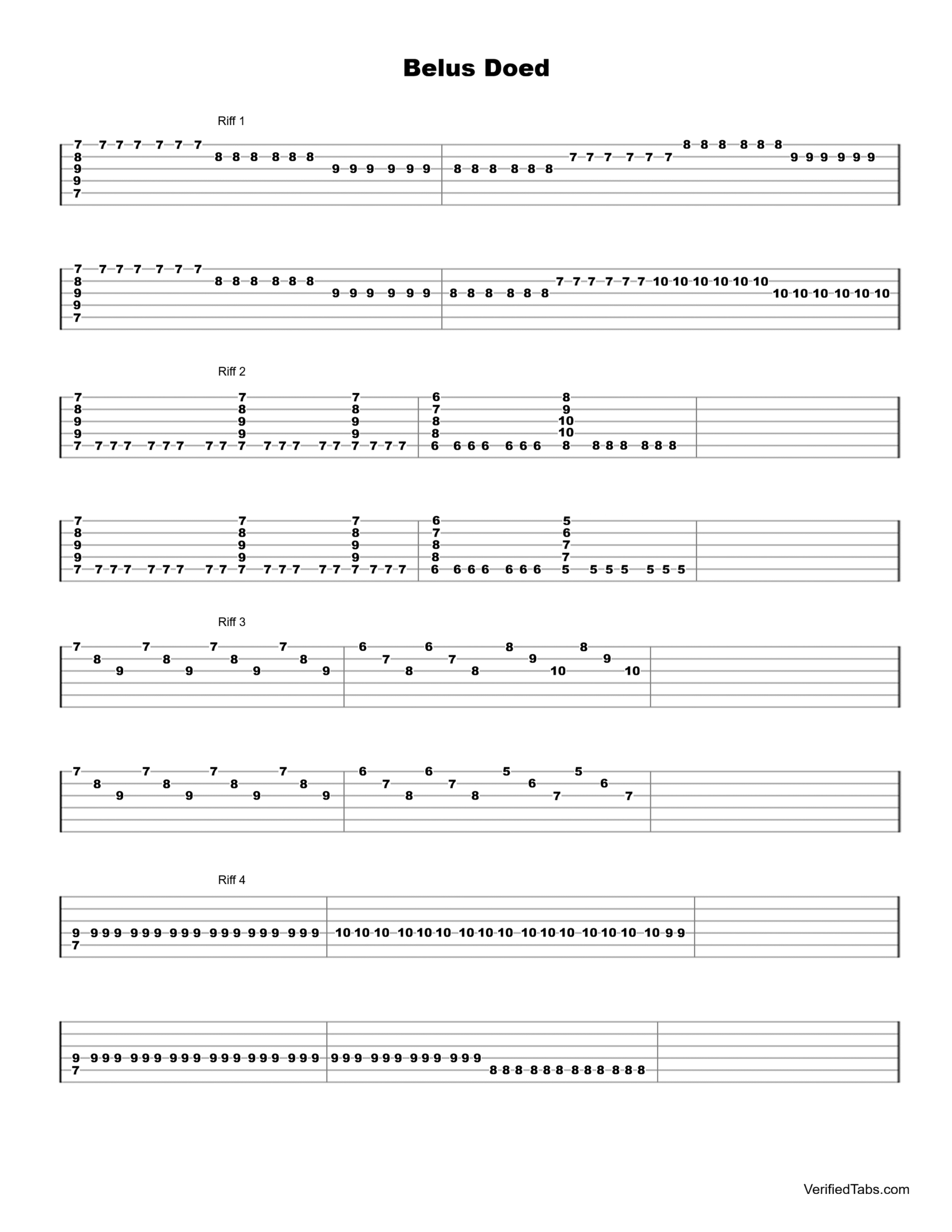 Belus Doed Guitar Tab - Verified Tabs For Guitar