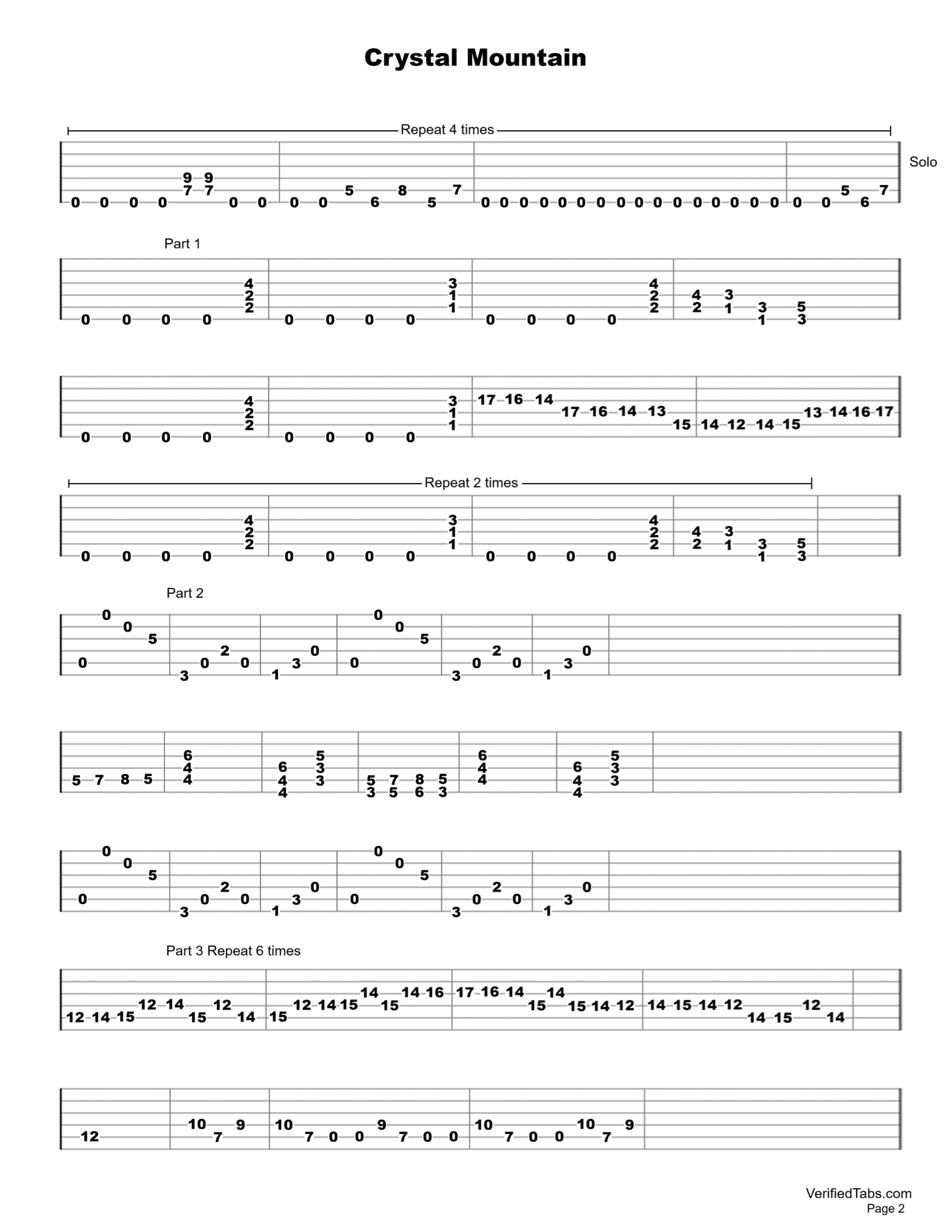 Crystal Mountain Guitar Tab - Verified Tabs Page 2