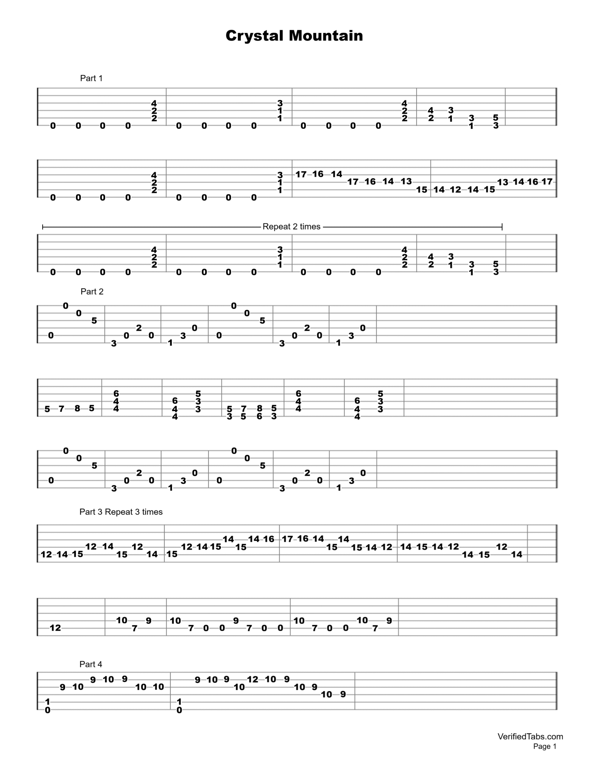 Crystal Mountain Guitar Tab - Verified Tabs