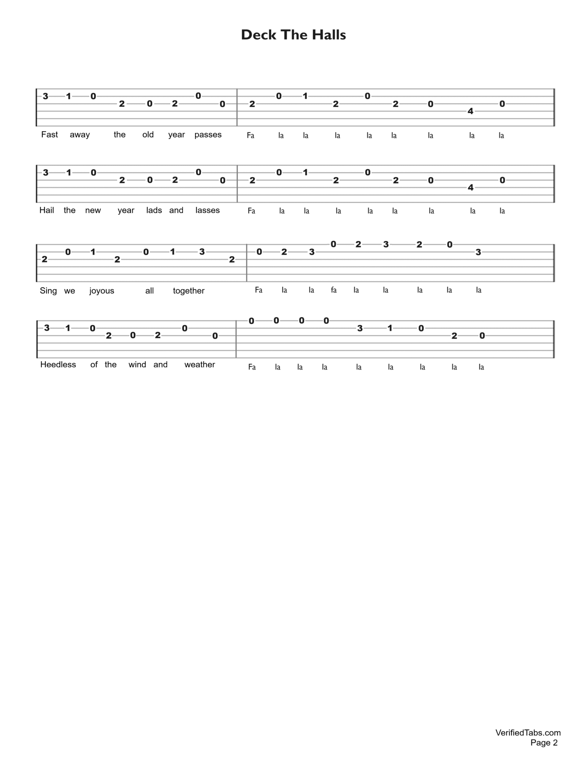 Deck The Halls Guitar Tab - VerifiedTabs.com is a Catalog of Verified Tabs For Guitar