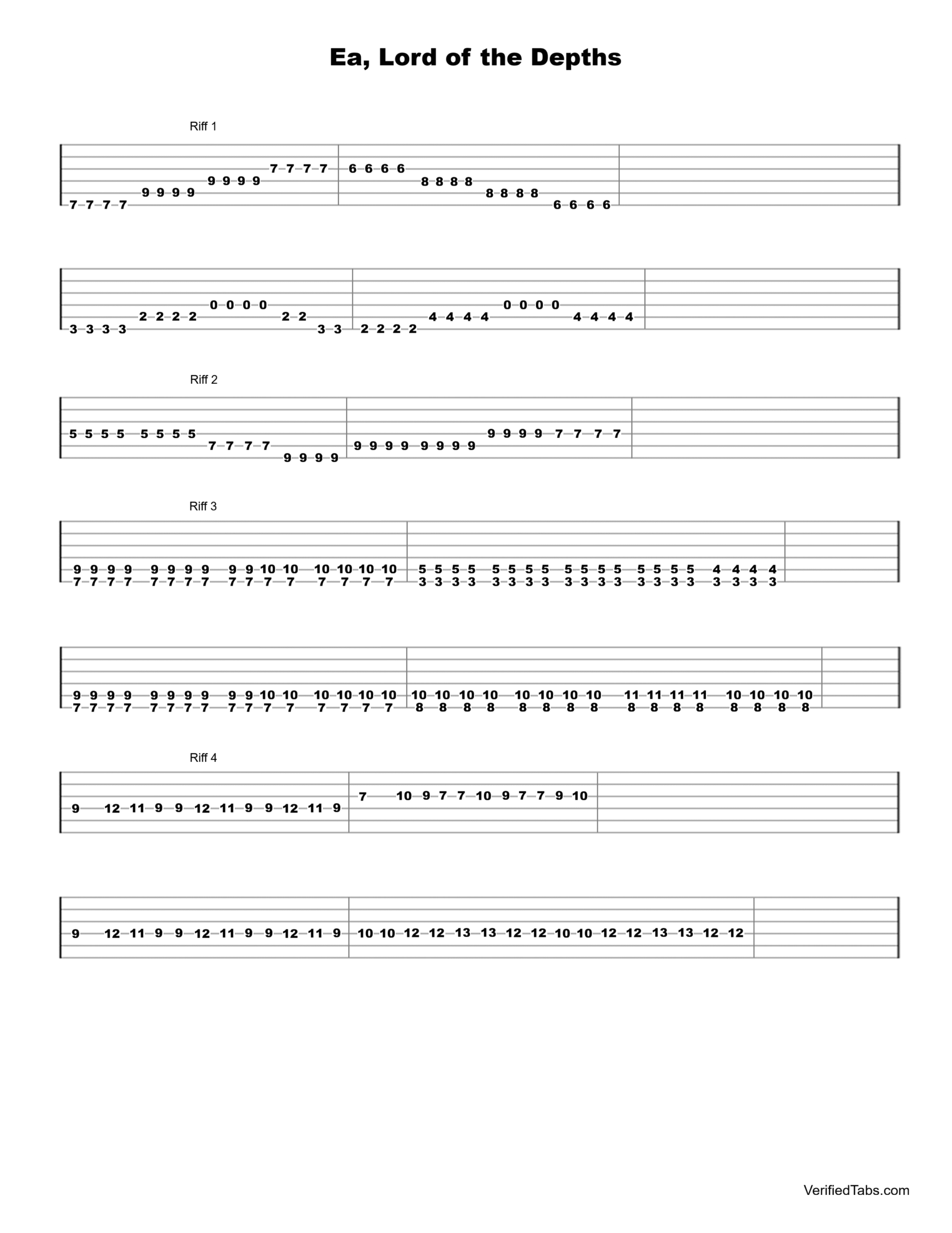 Ea, Lord of the Depths Guitar Tab - Verified Tabs For Guitar