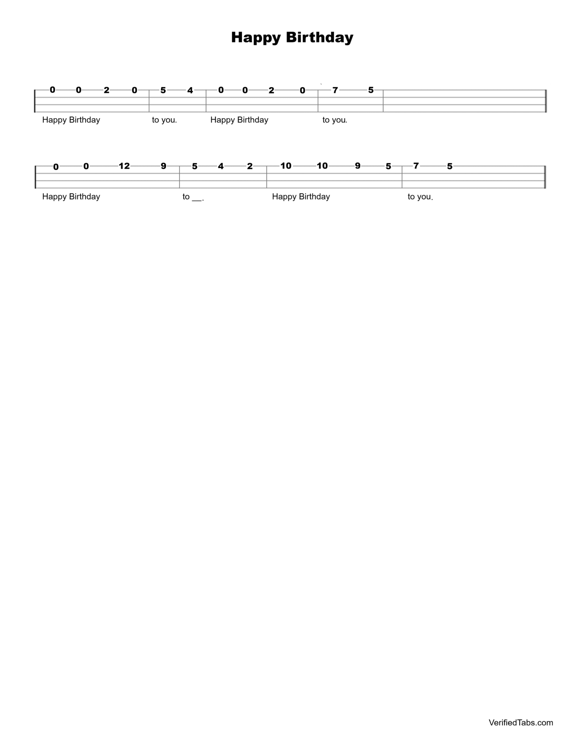 Happy Birthday Ukulele Tab - Verified Tabs For Ukulele