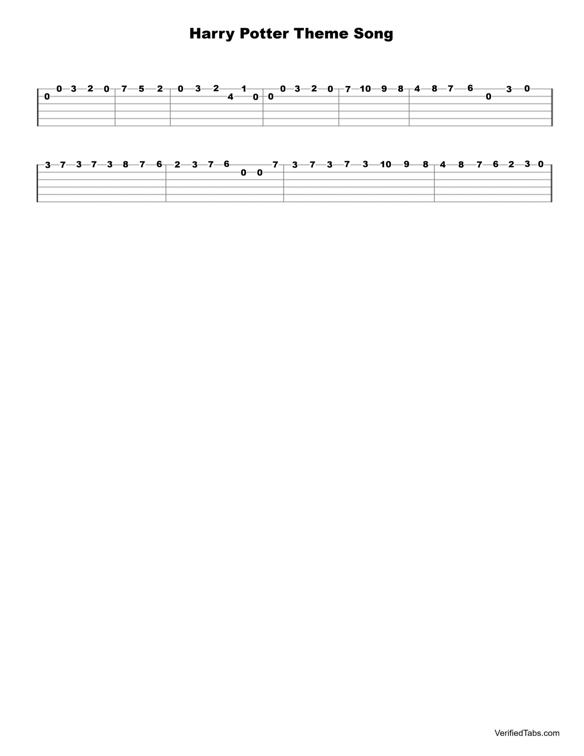 Harry Potter Theme Song Guitar Tab - Verified Tabs For Guitar
