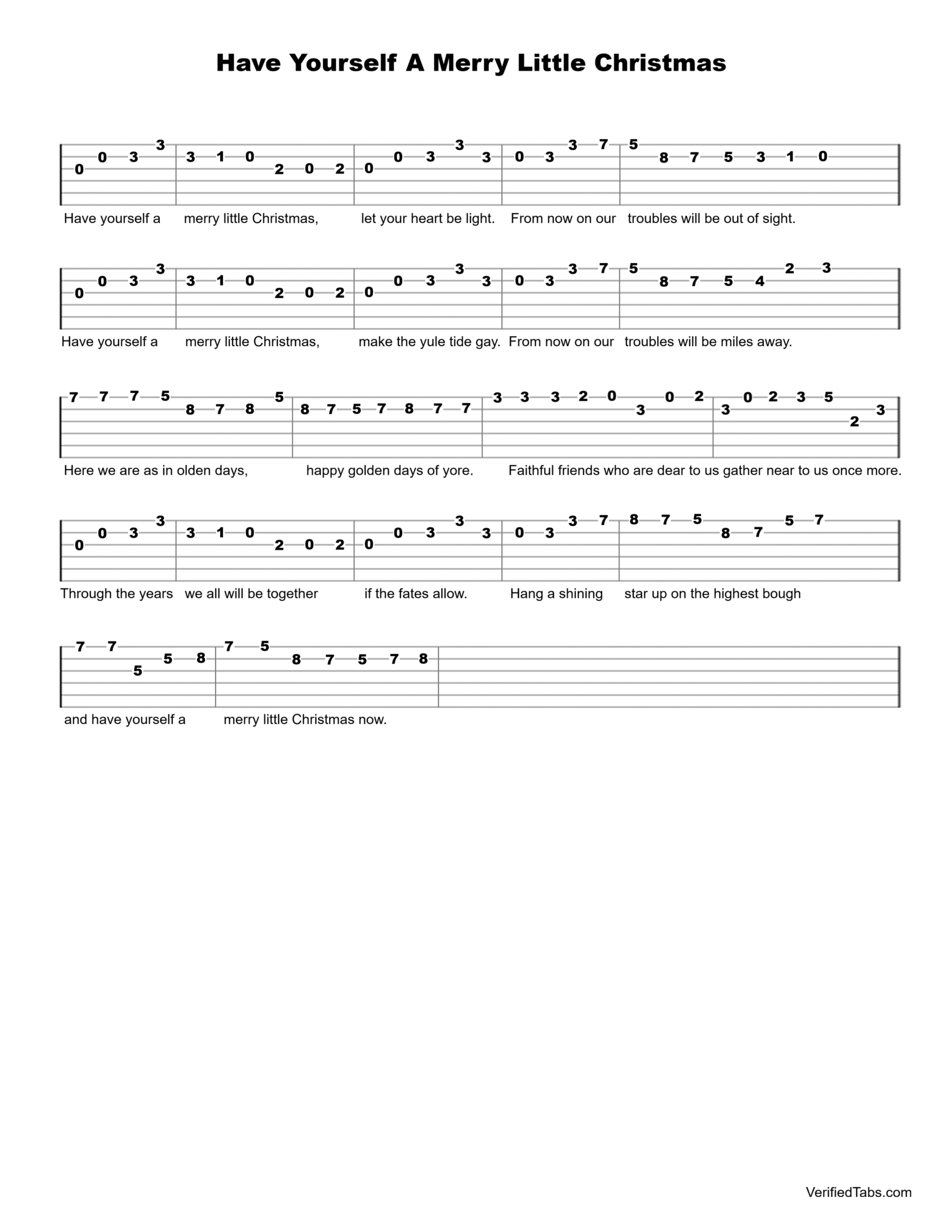 Have Yourself A Merry Little Christmas Guitar Tab - Verified Tabs