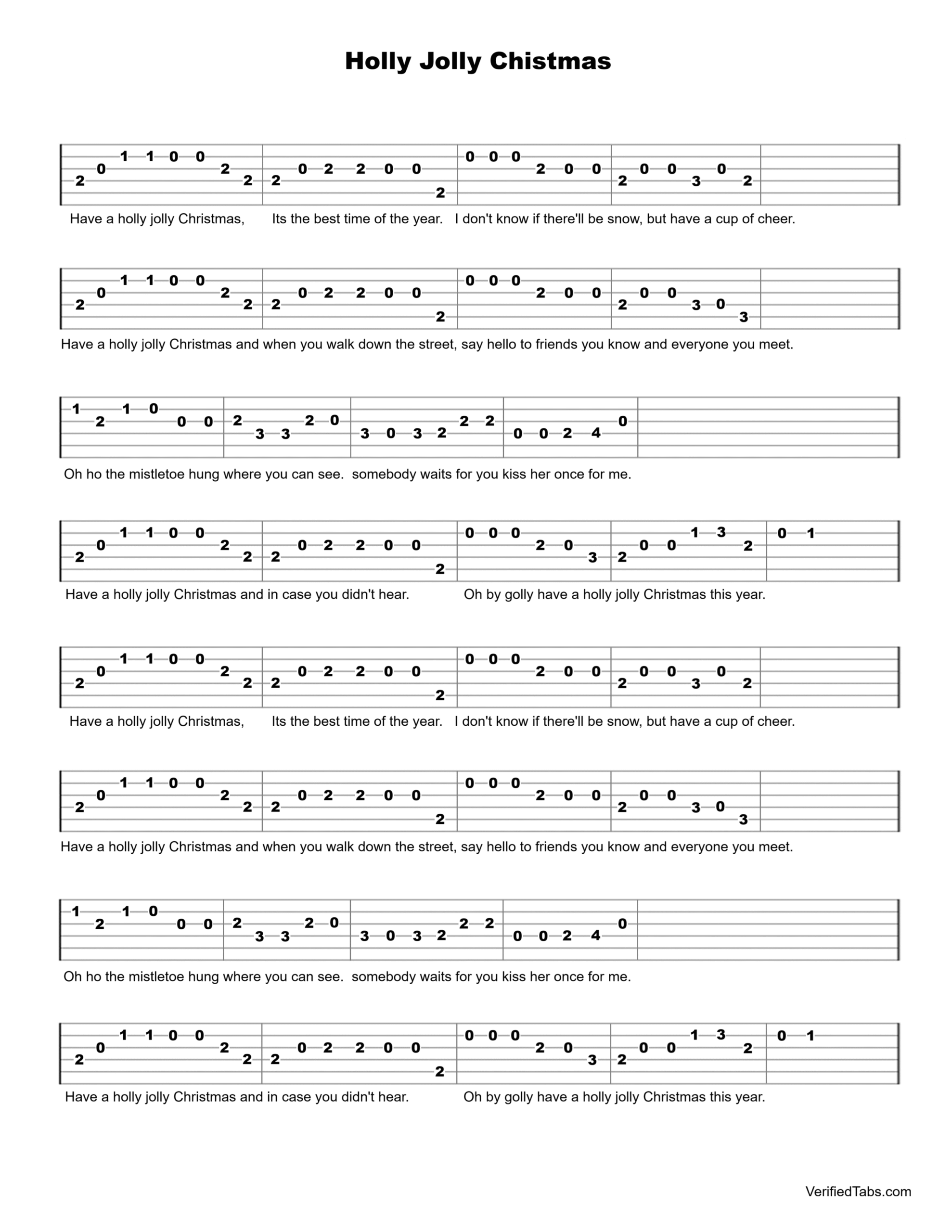 Holly Jolly Christmas Guitar Tab - Verified Tabs