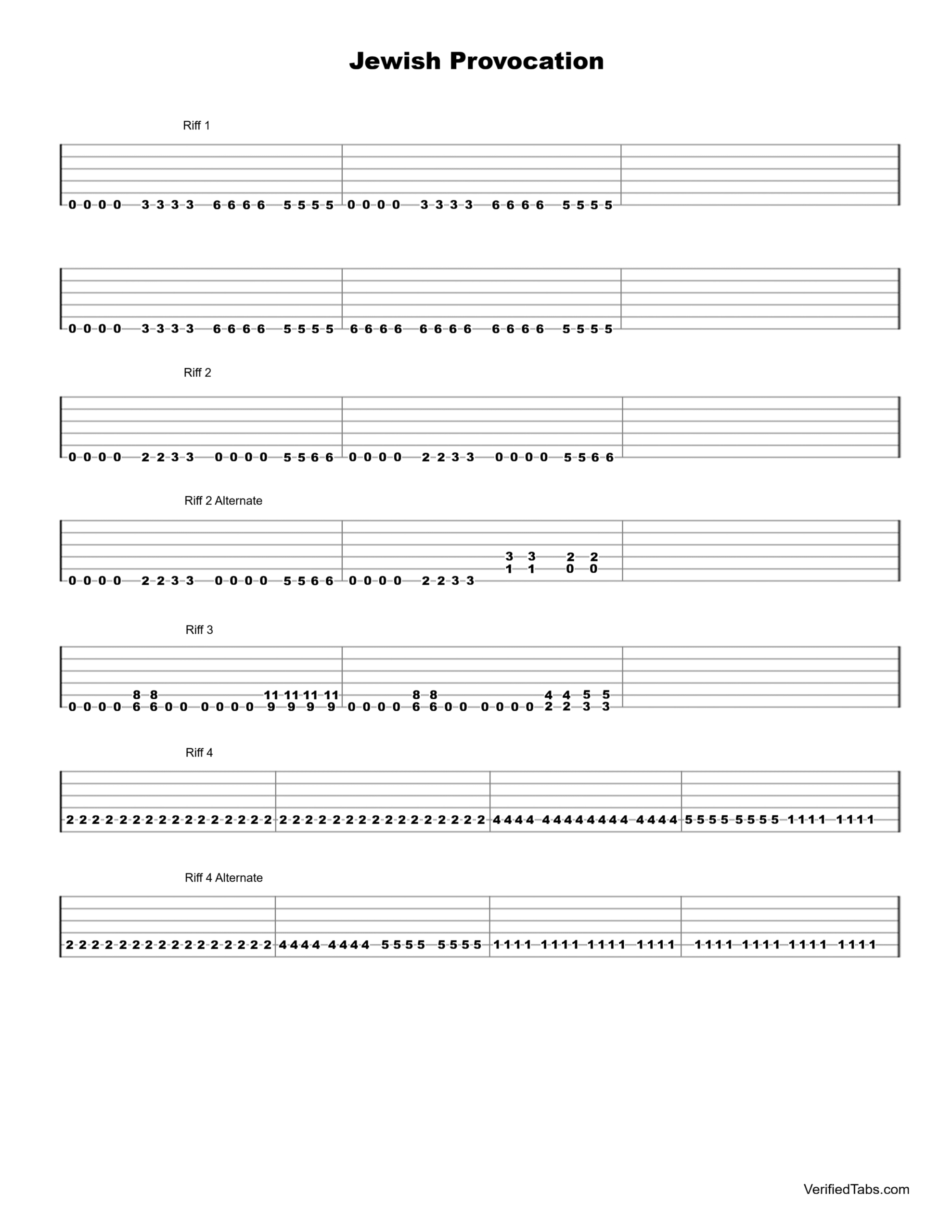 Jewish Provocation Guitar Tab - Verified Tabs For Guitar