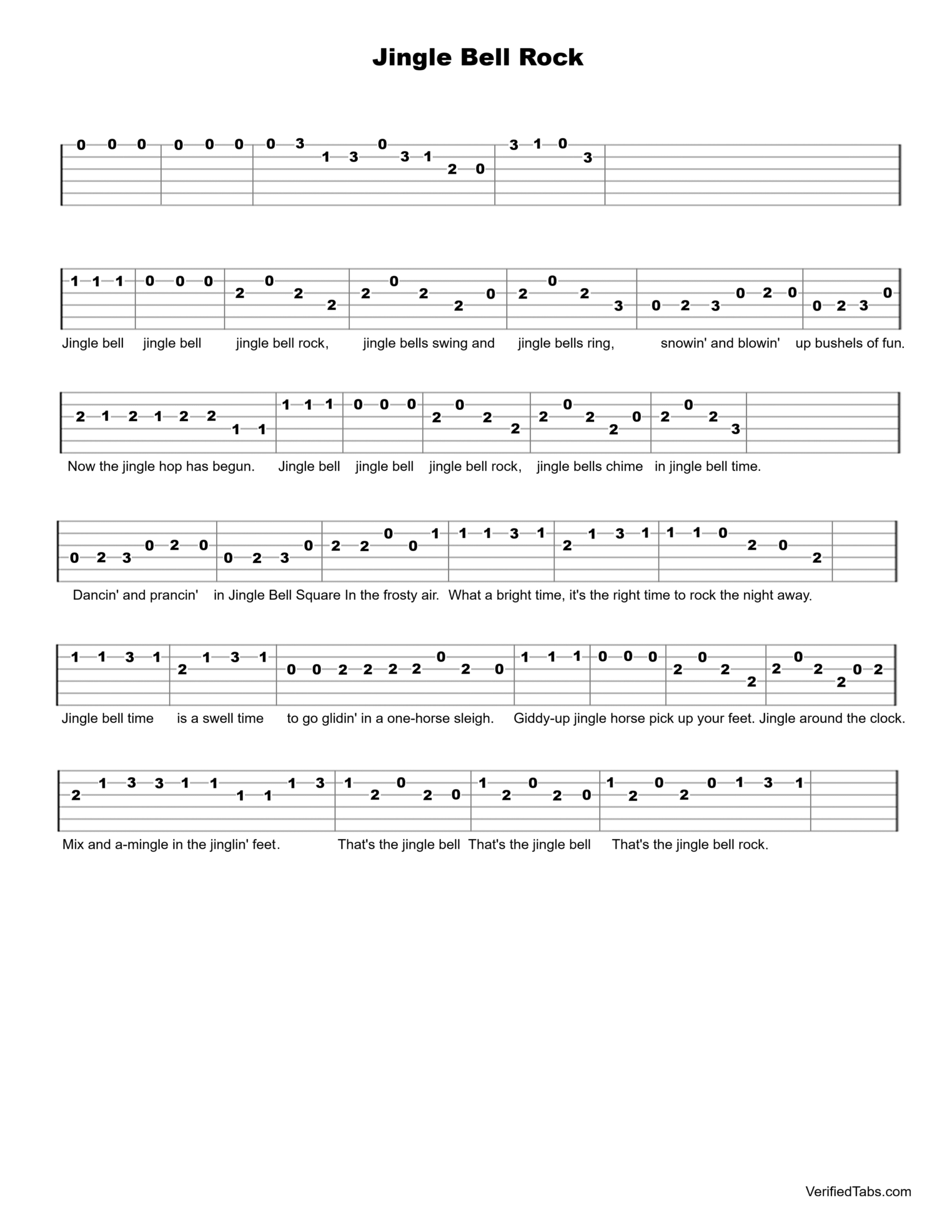 Jingle Bell Rock Guitar Tab - Verified Tabs For Guitar