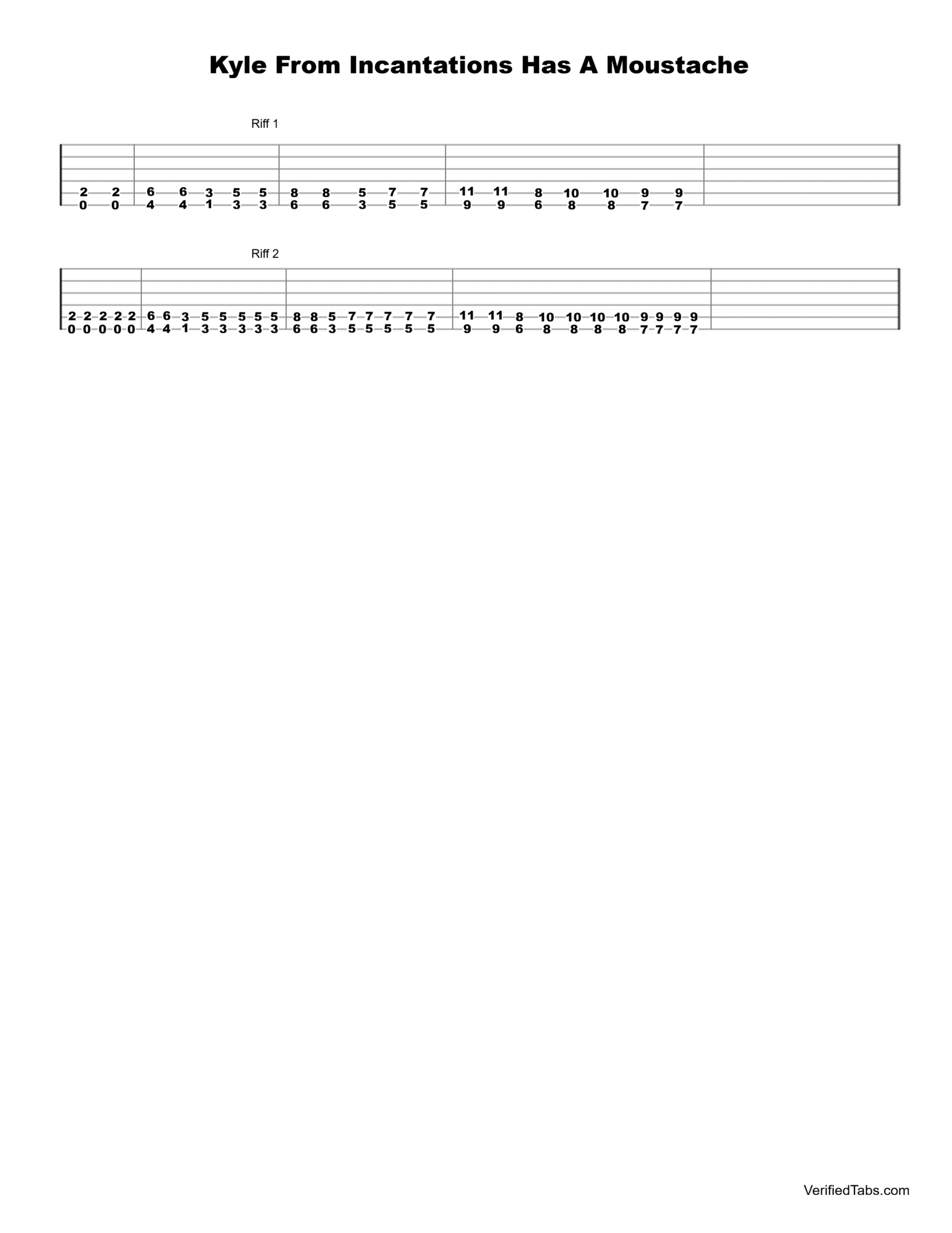 Kyle From Incantations Has A Moustache Guitar Tab - Verified Tabs For Guitar