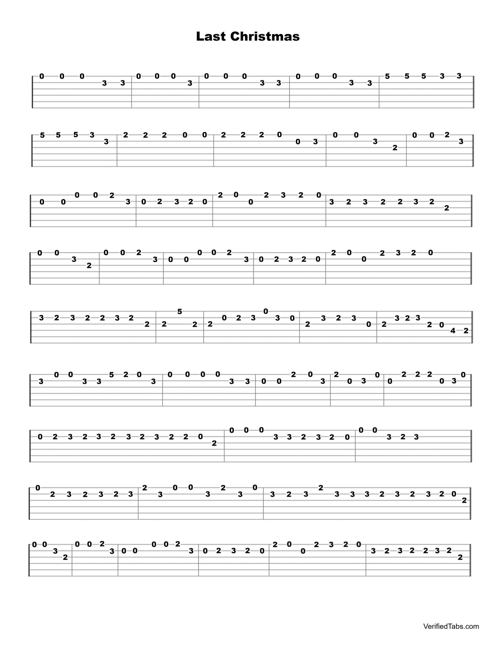 Last Christmas Guitar Tab - Verified Tabs For Guitar