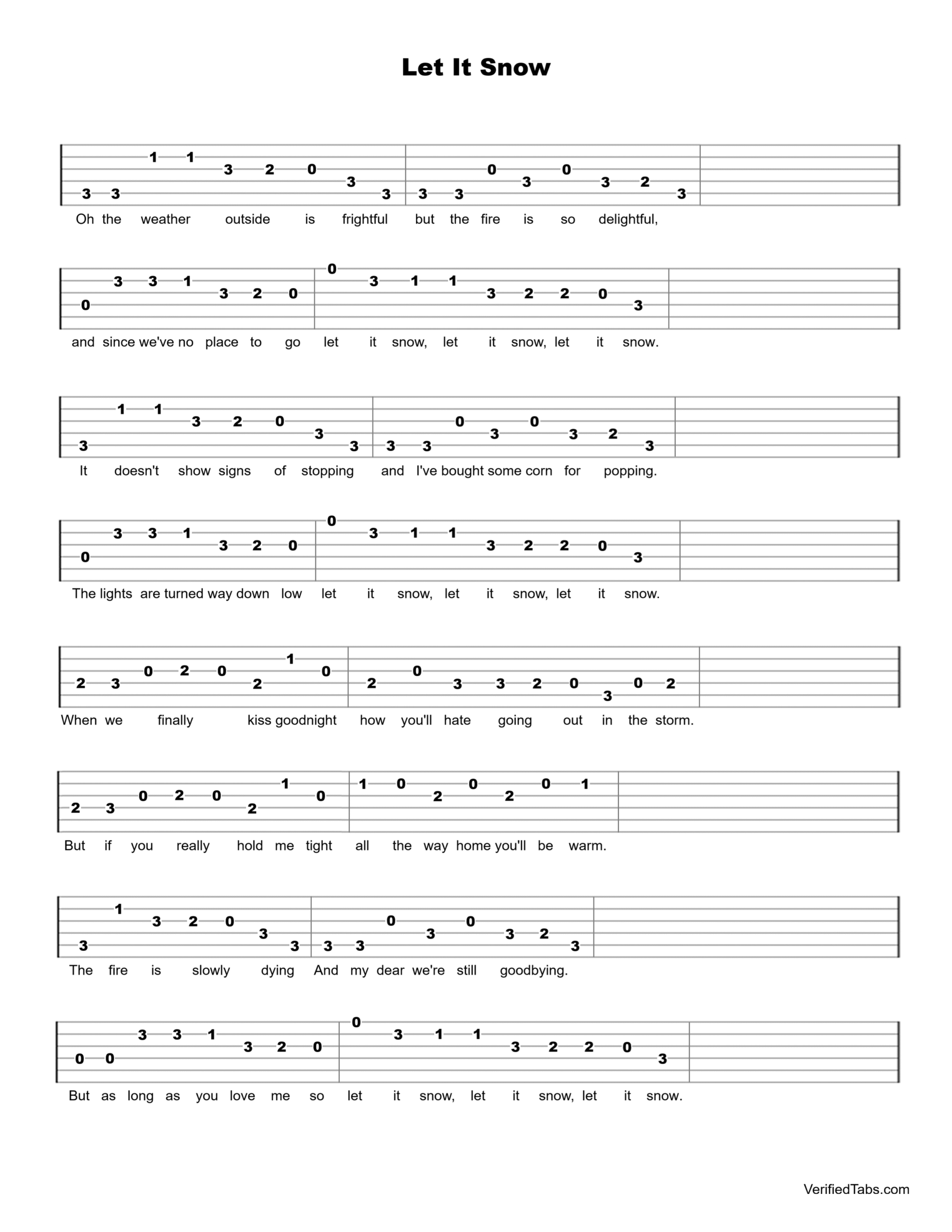 Let It Snow Guitar Tab - Verified Tabs For Guitar