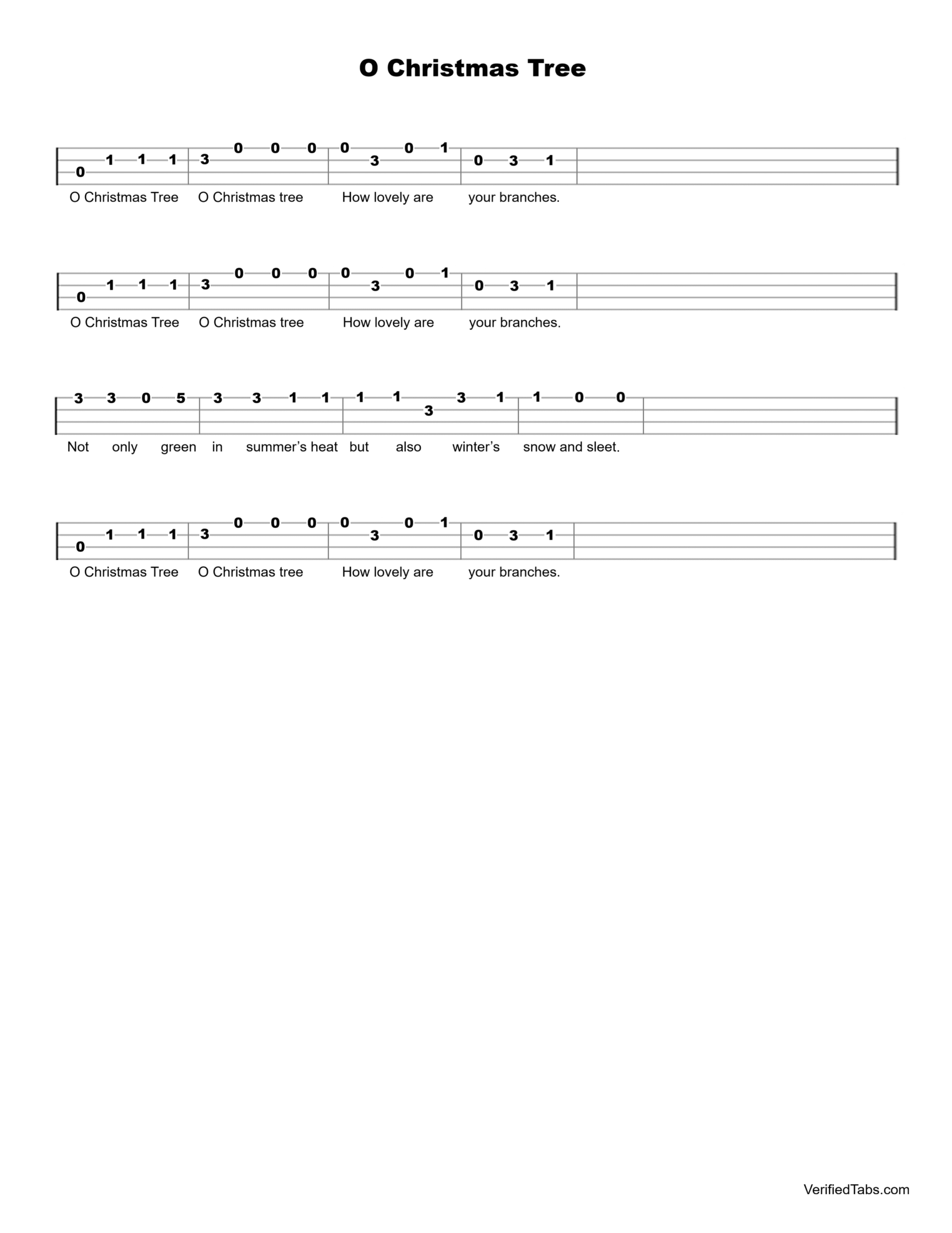O Christmas Tree Ukulele Tab - Verified Tabs For Ukulele