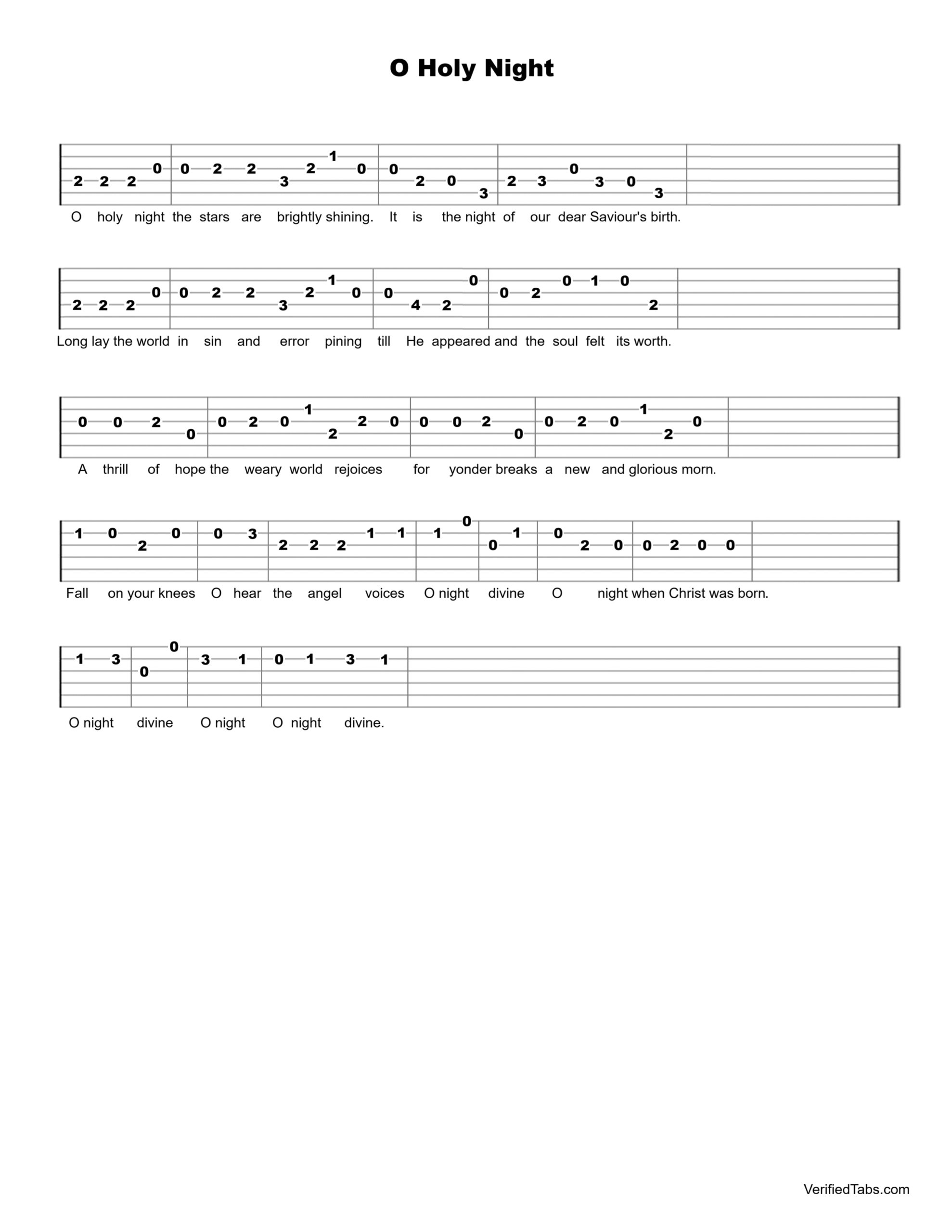O Holy Night Guitar Tab - Verified Tabs For Guitar