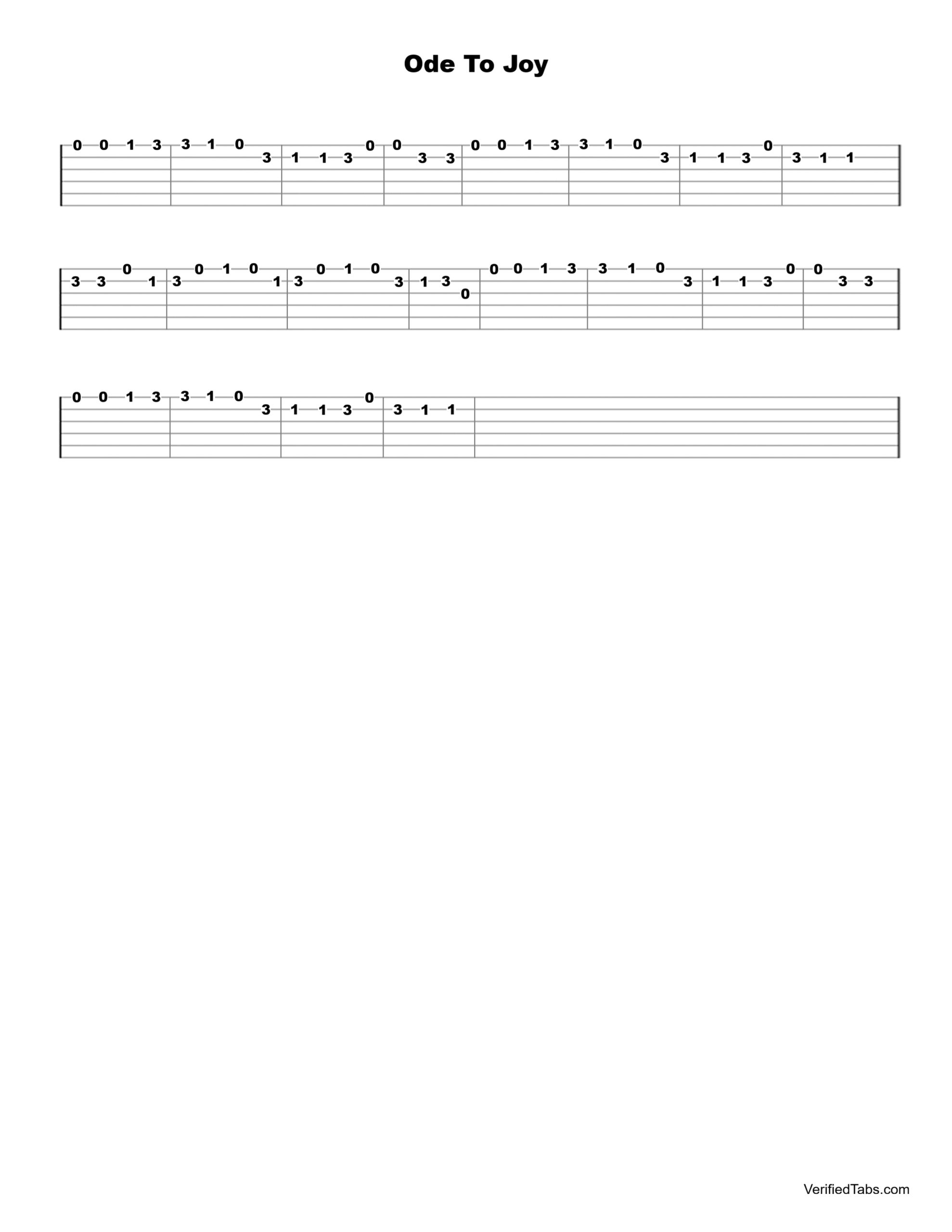 Ode To Joy Guitar Tab - Verified Tabs For Guitar