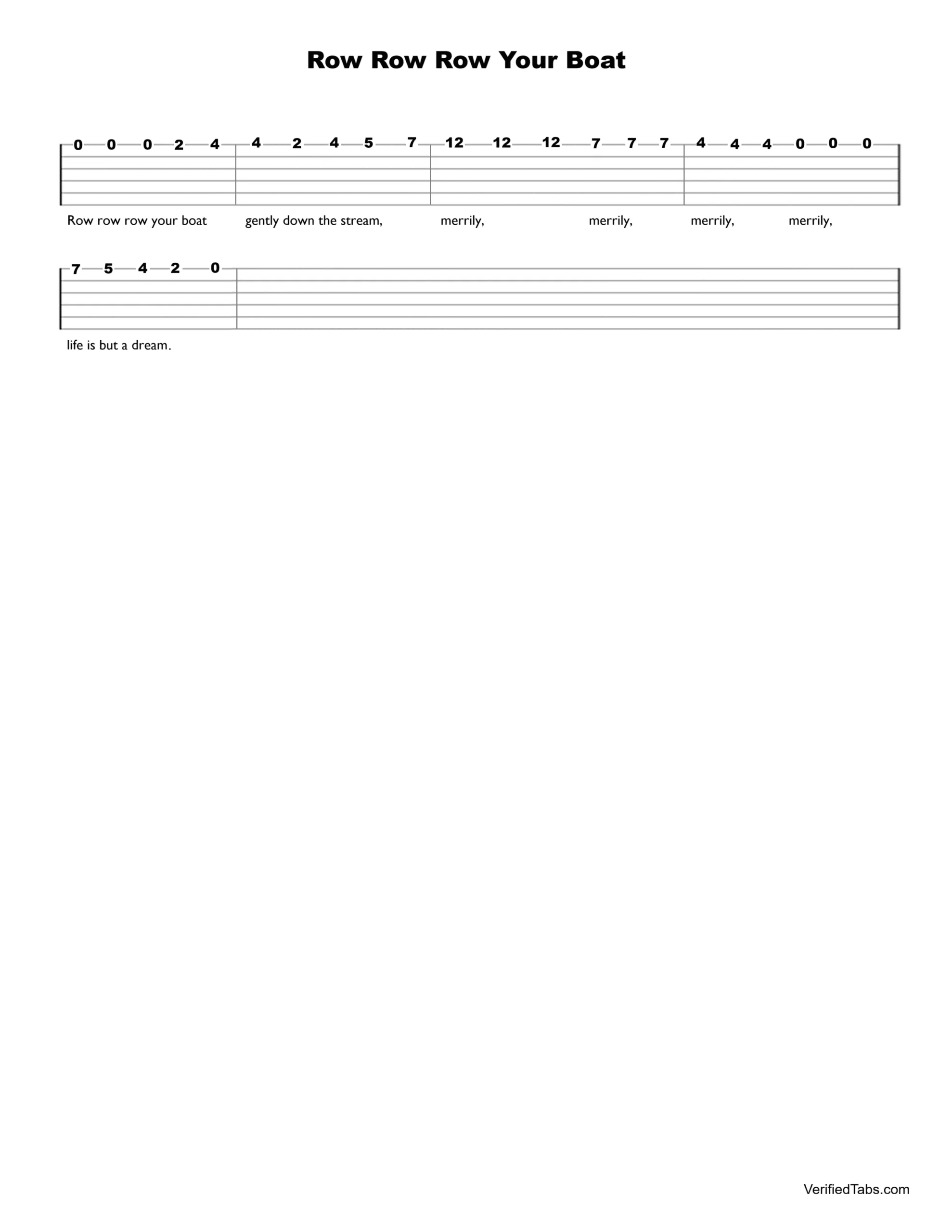 Row Row Row Your Boat Guitar Tab - Verified Tabs For Guitar