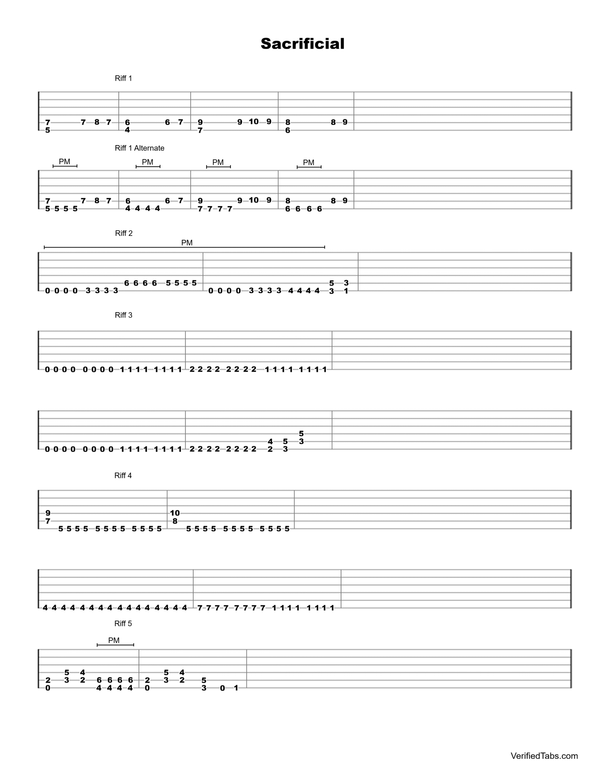 Sacrificial Guitar Tab - Verified Tabs For Guitar