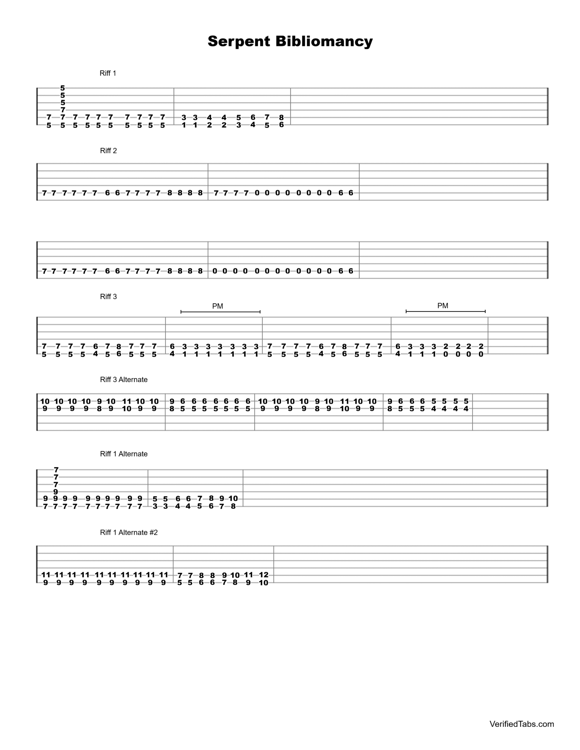 Serpent Bibliomancy Guitar Tab - Verified Tabs For Guitar