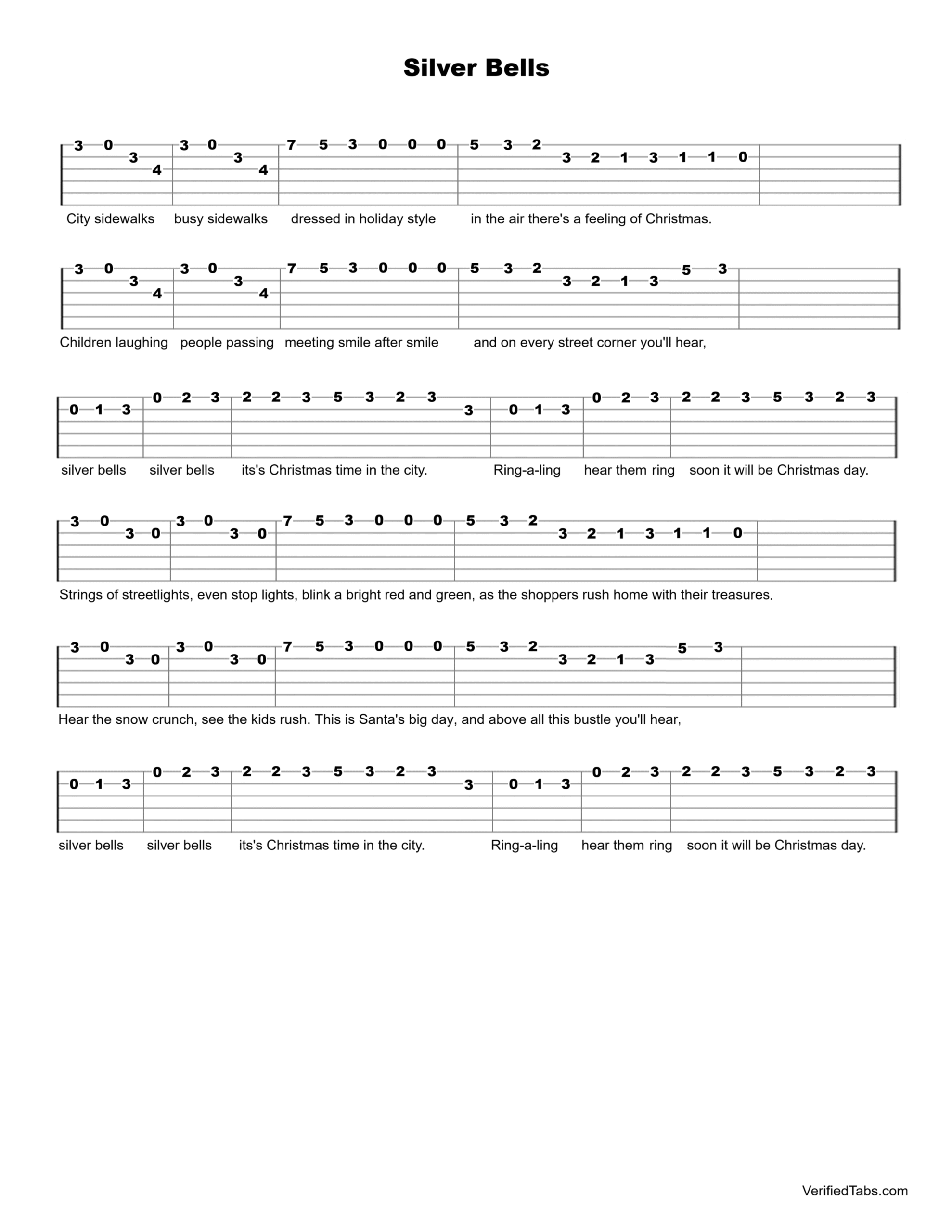 Silver Bells Guitar Tab - Verified Tabs For Guitar