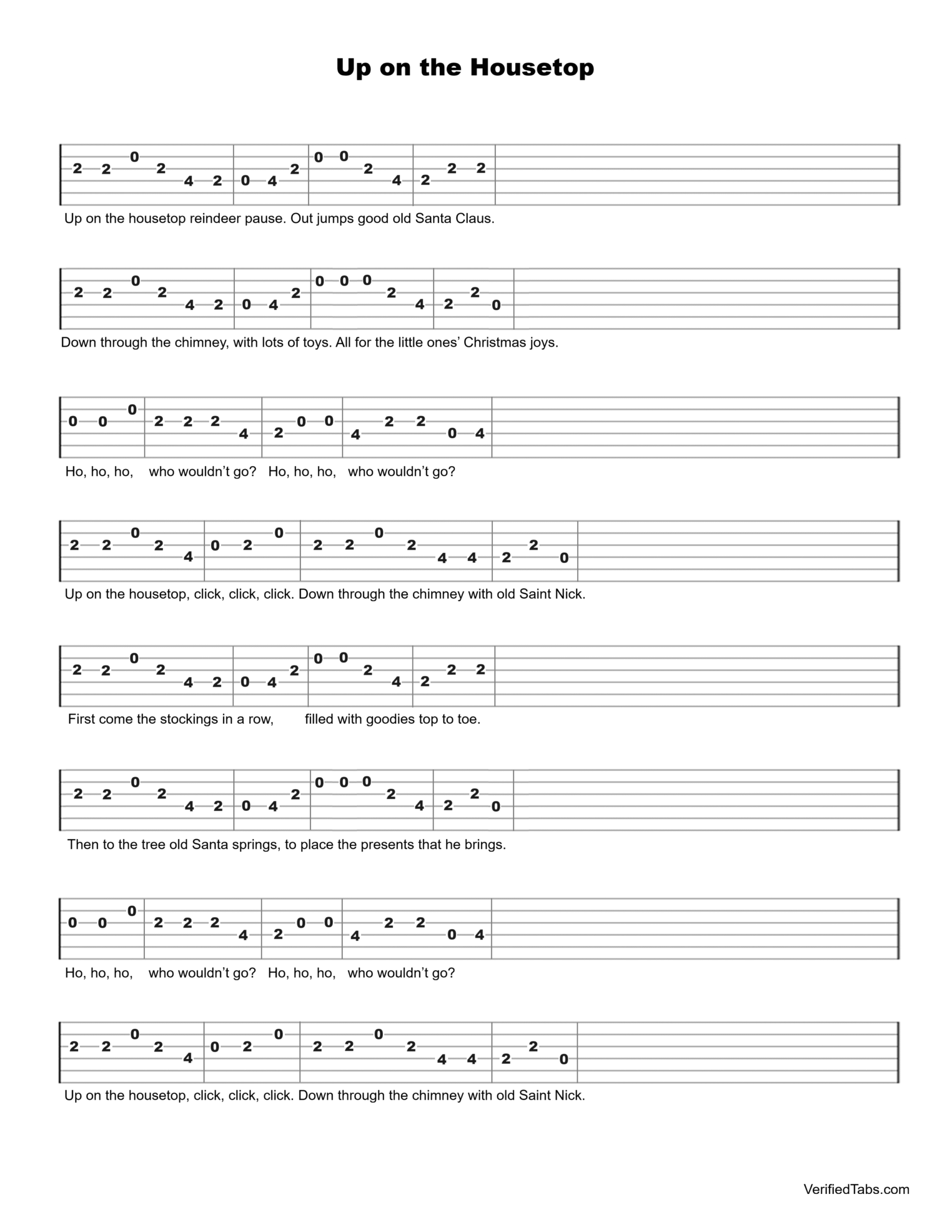 Up on the Housetop Guitar Tab - Verified Tabs For Guitar