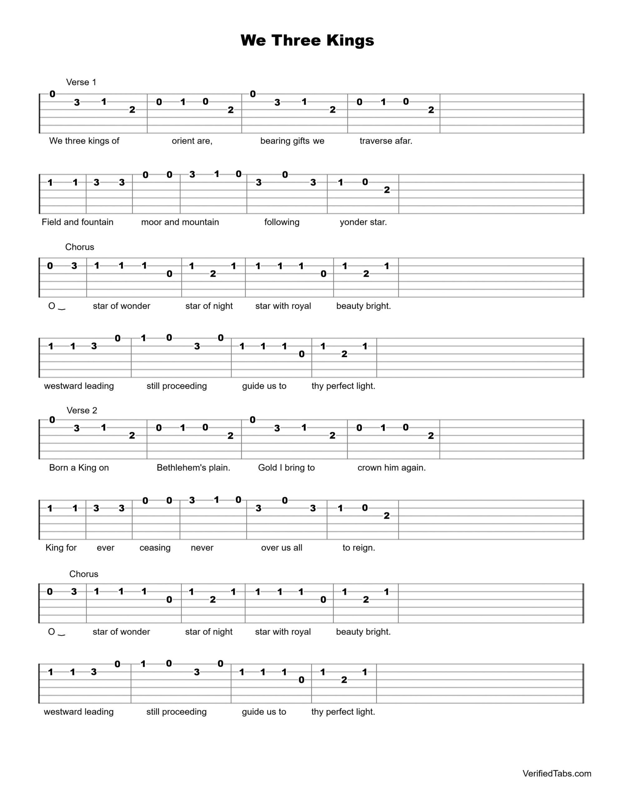 We Three Kings Guitar Tab - Verified Tabs