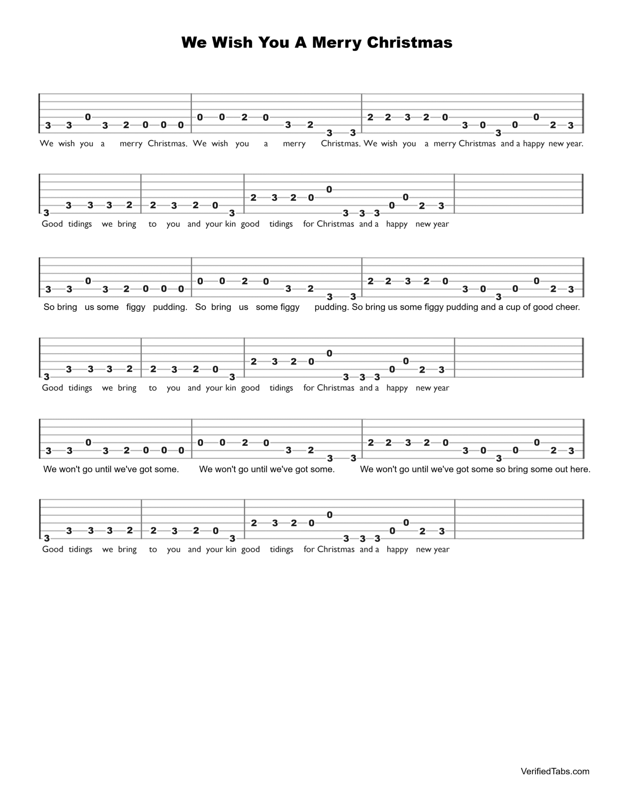 We Wish You A Merry Christmas Guitar Tab - Verified Tabs For Guitar