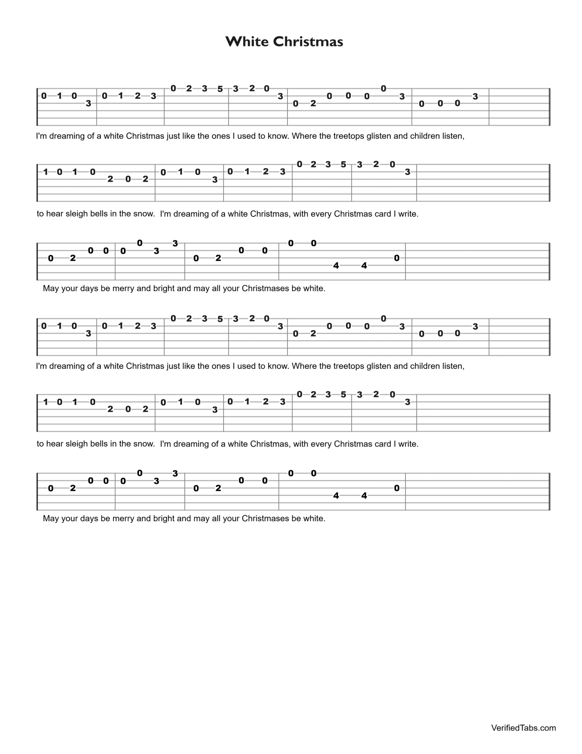 White Christmas Guitar Tab