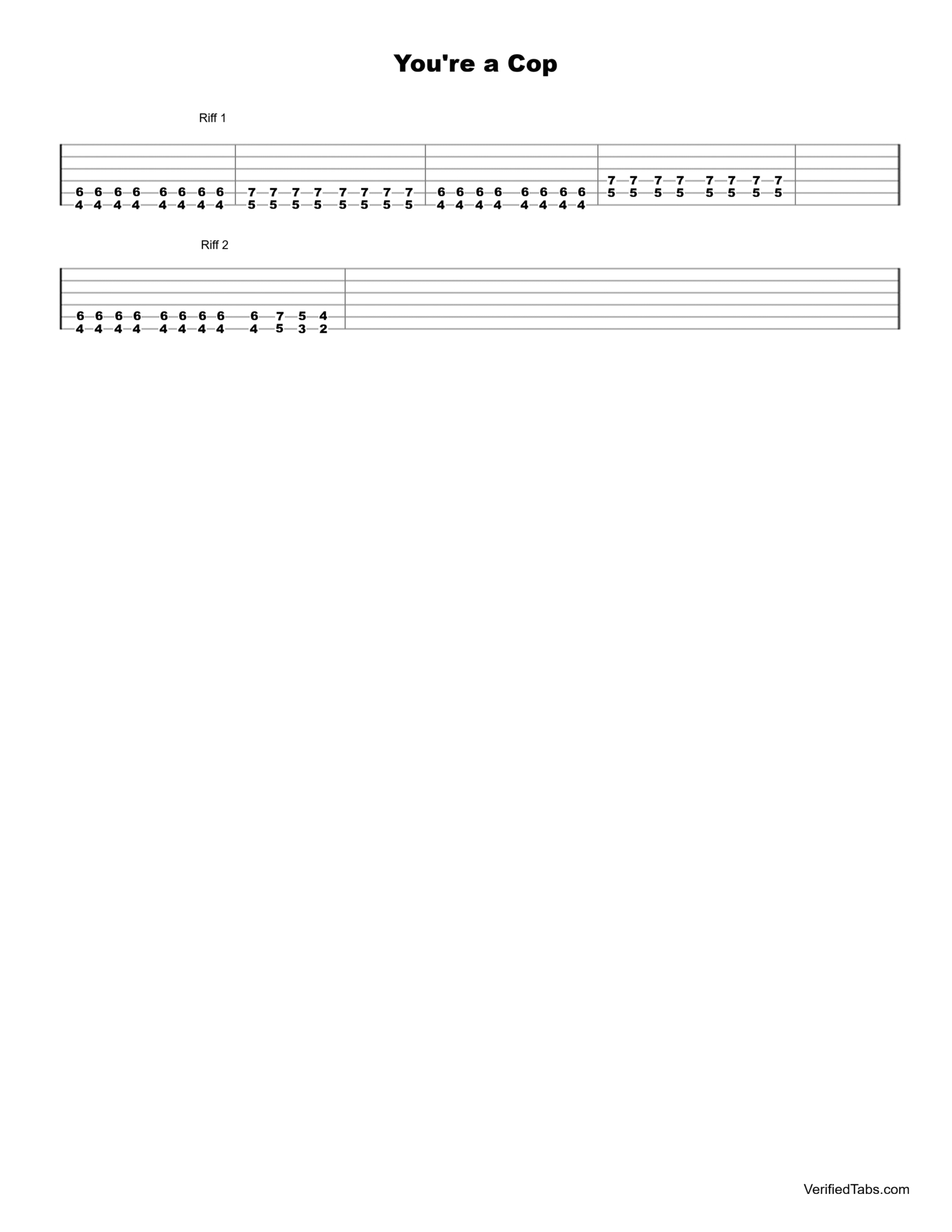 Your'e a Cop Guitar Tab - Verified Tabs For Guitar
