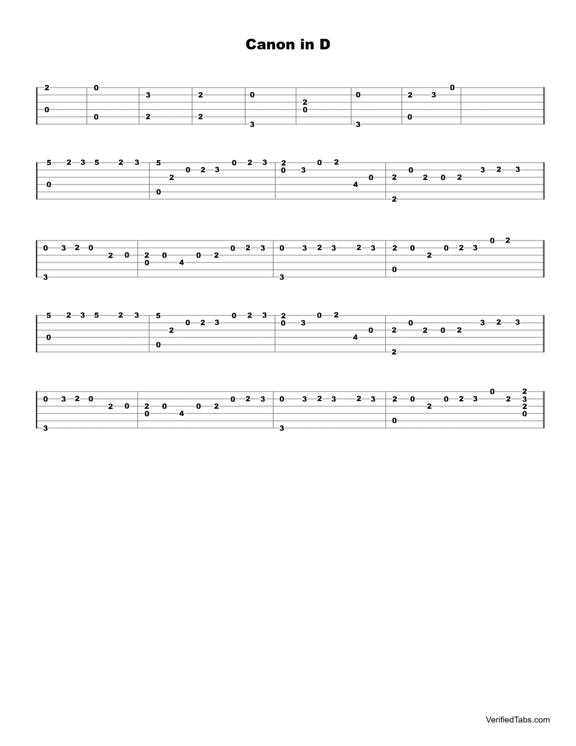 Canon in D Guitar Tab