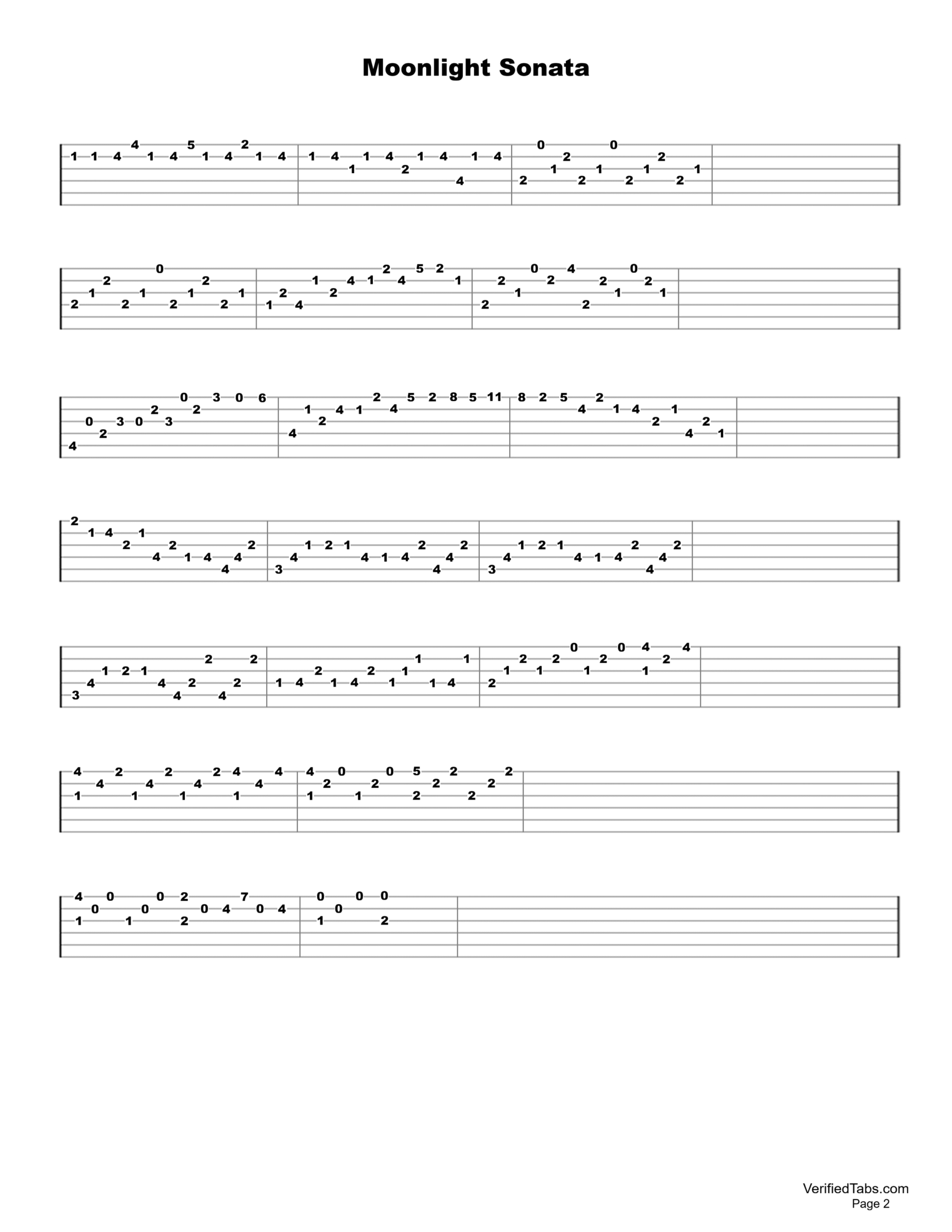 Moonlight Sonata Guitar Tab Page 2