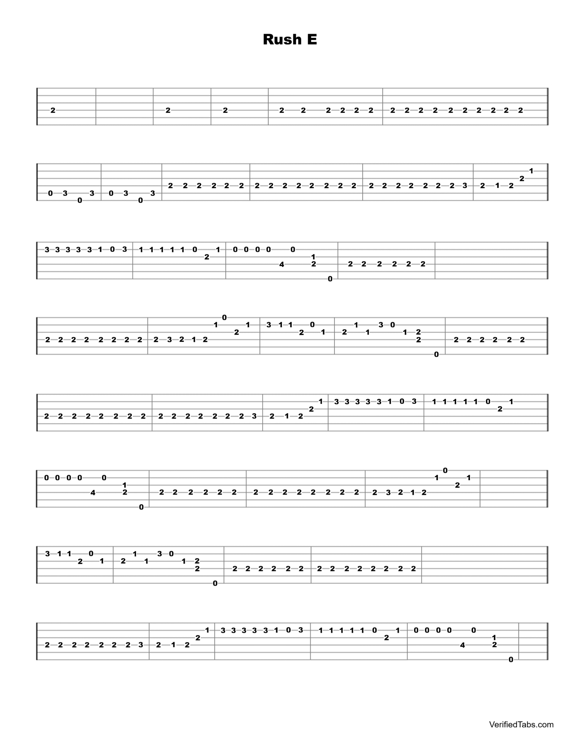 Rush E Guitar Tab