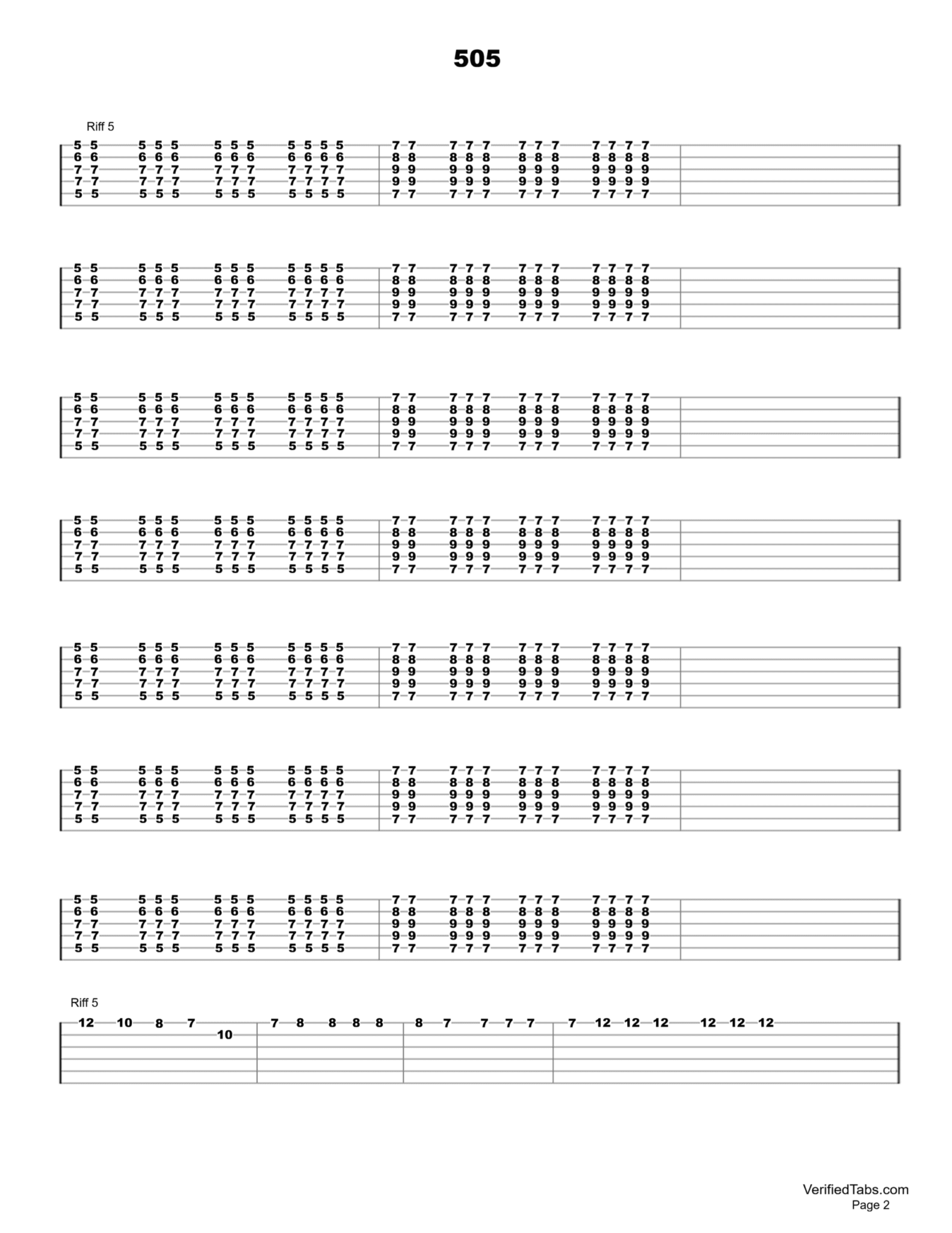 505 Guitar Tab - Verified Tabs