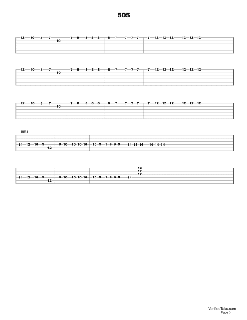 505 Guitar Tab - Verified Tabs