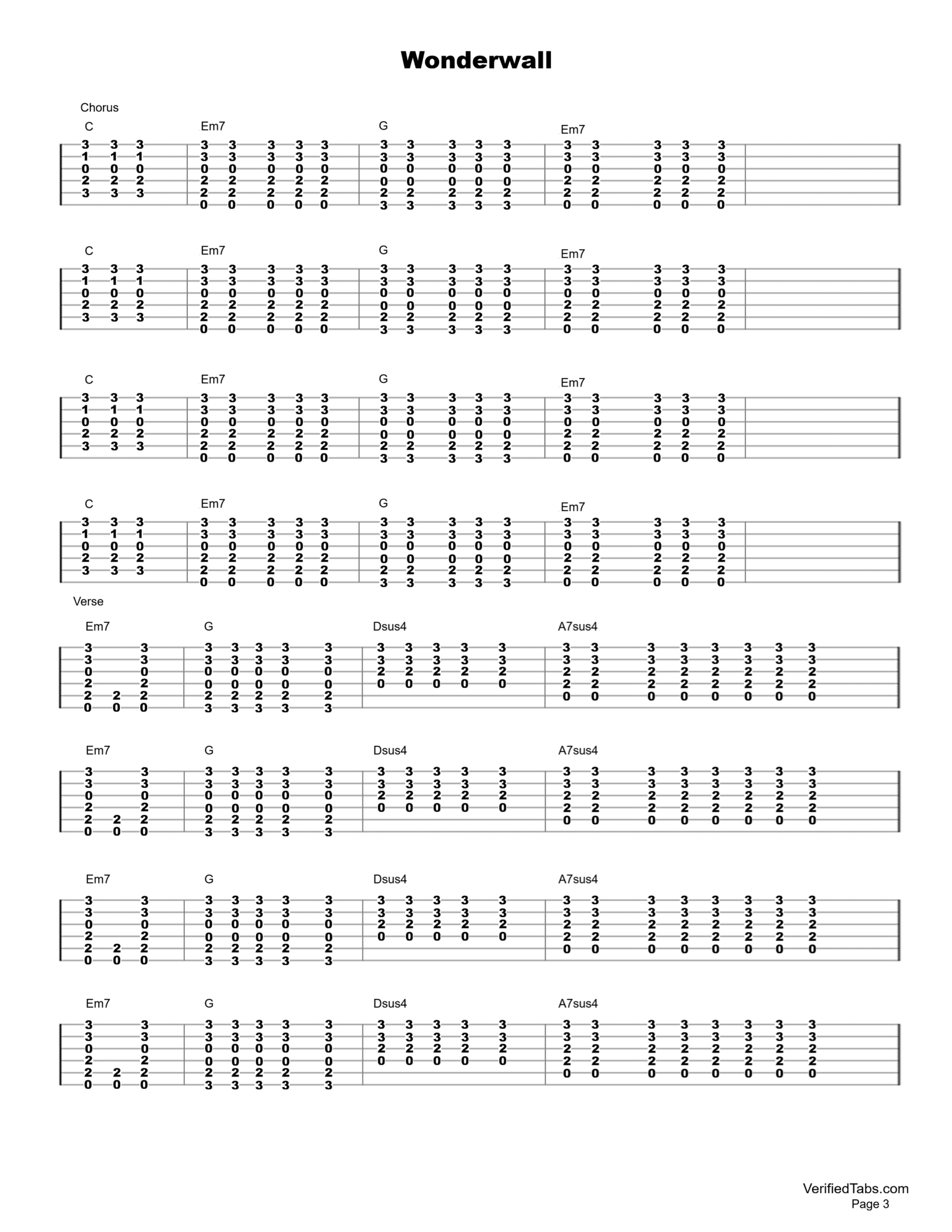 Wonderwall Chords Page 3