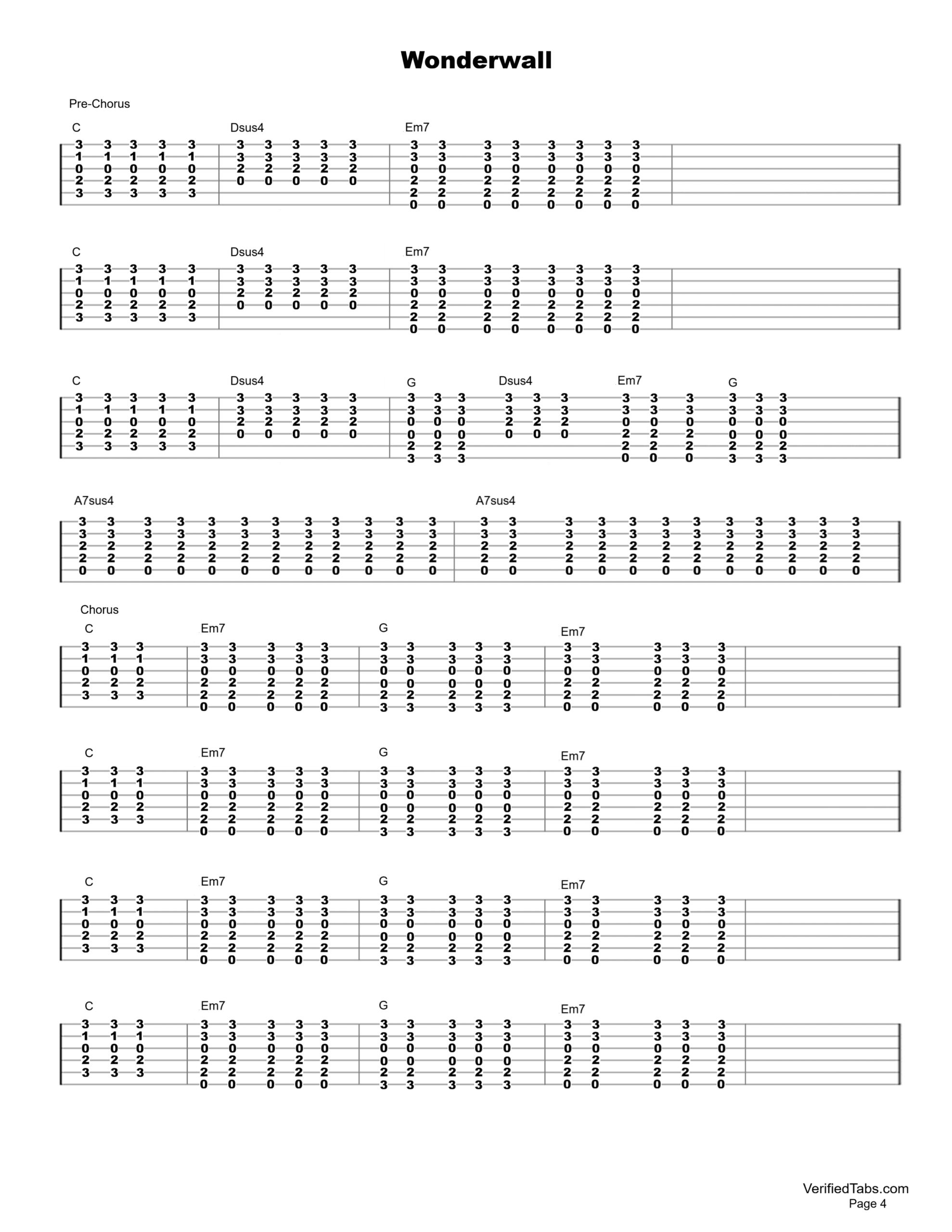 Wonderwall Chords Page 4